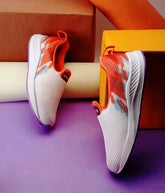 Tomsy Choice Orange & White Women Slip-On Sports Shoes | Lightweight Casual Walking