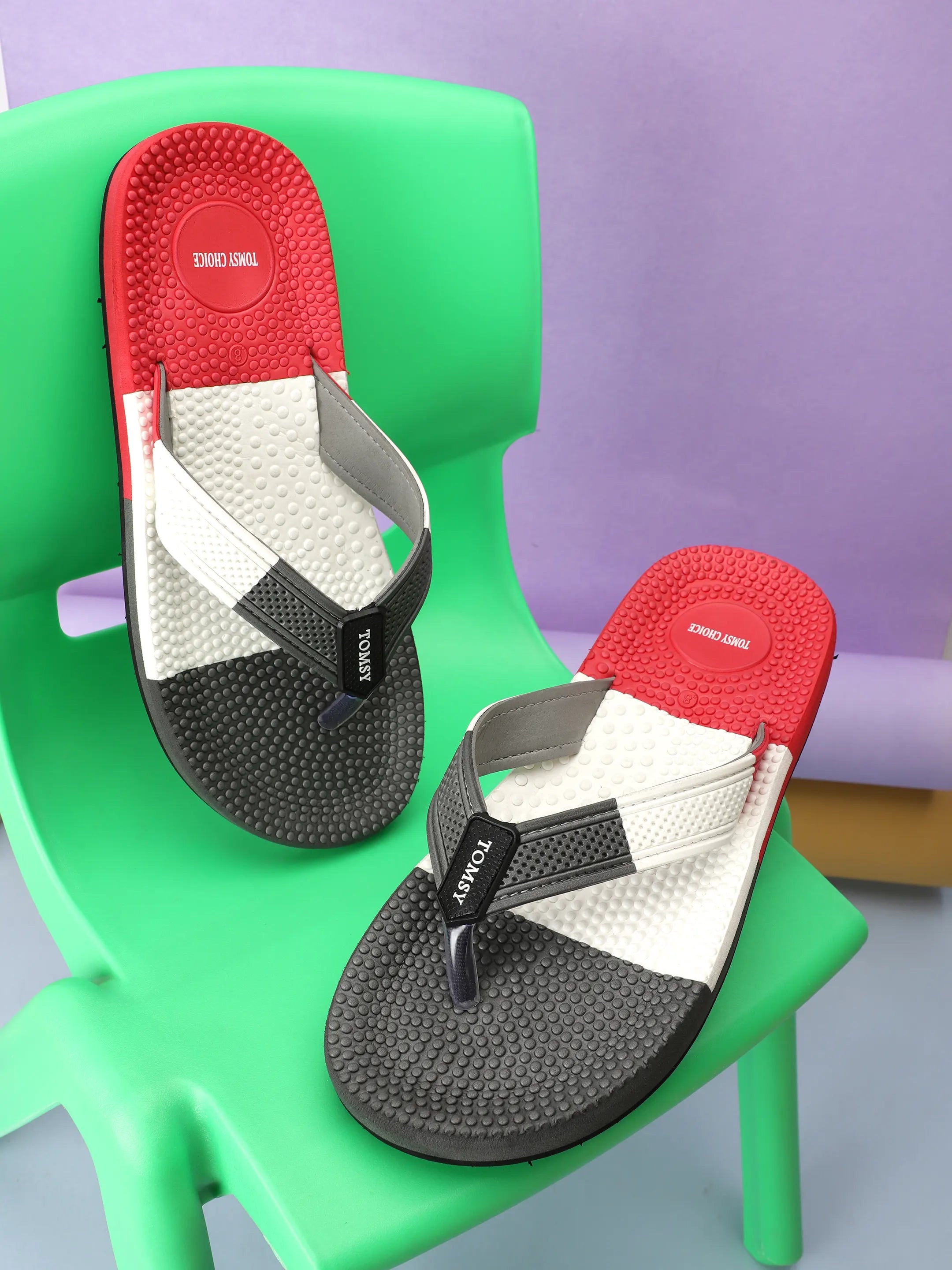 TOMSY CHOICE Men Red EVA Sole Slippers Lightweight, Comfortable Daily Use Flip Flops