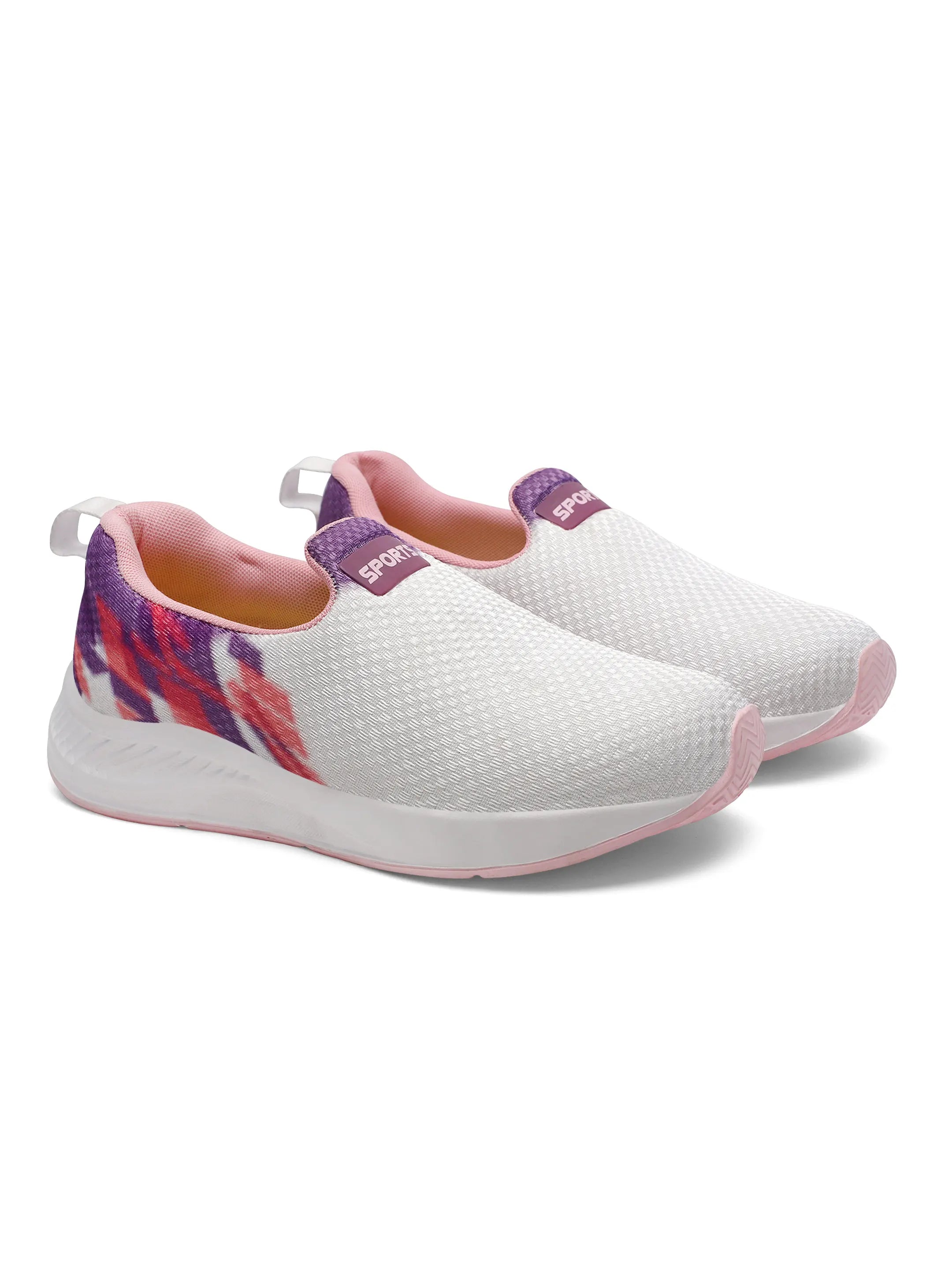 TOMSY CHOICE Women White EVA Running Shoes | Lightweight Comfortable Sports Shoes for Women | Breathable Casual Walking & Gym Shoes | Anti-Slip Everyday Sneakers