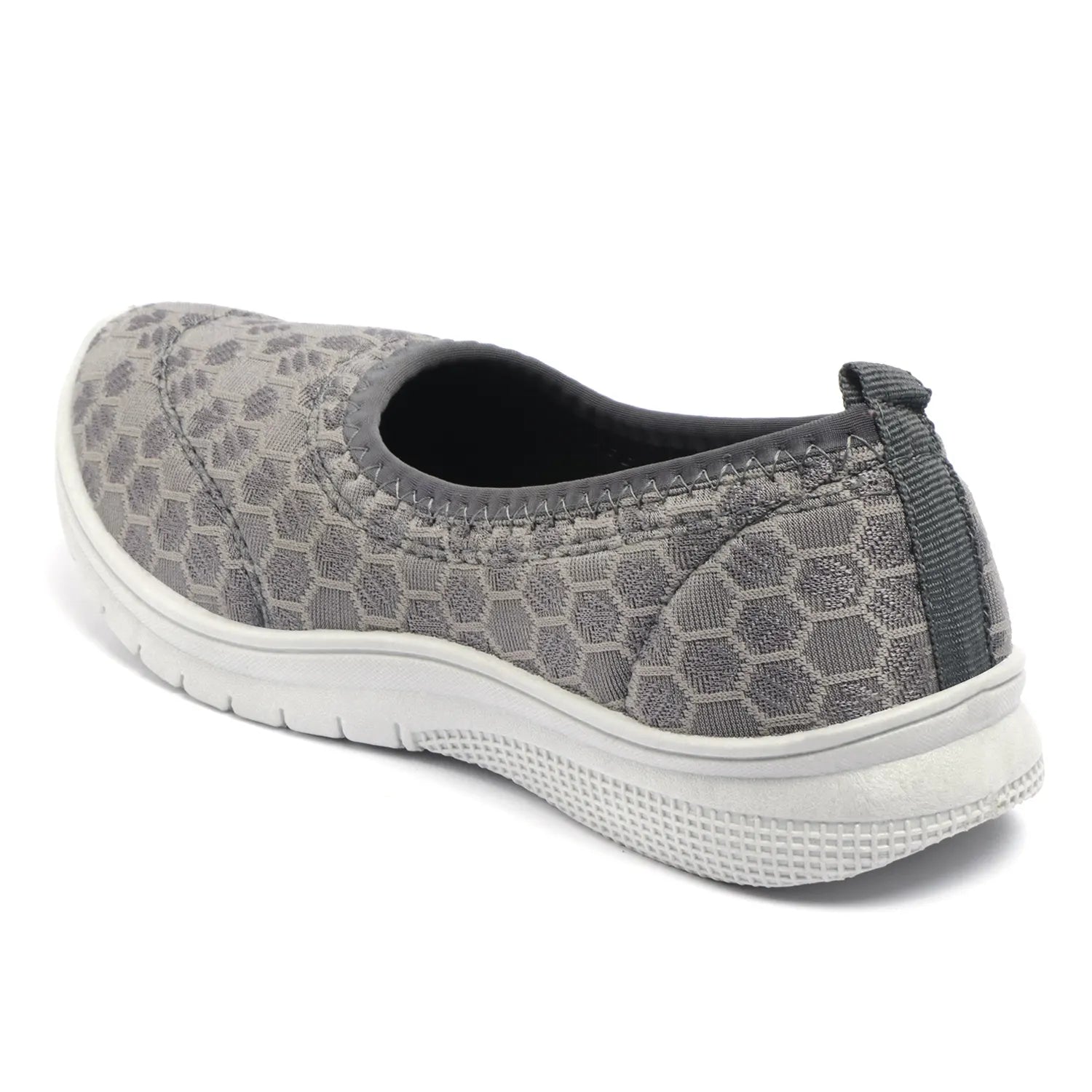 Tomsy Choice Grey Mesh Slip-On Ballerina Shoes for Women – Lightweight, Breathable & Comfortable Daily Wear Footwear
