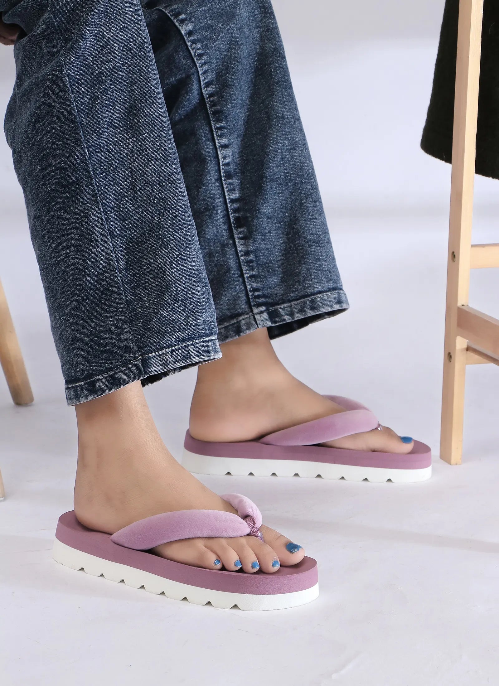 TOMSY CHOICE FUR Slip-On Flip Flop for Women – Cozy & Comfortable Indoor/Outdoor Footwear