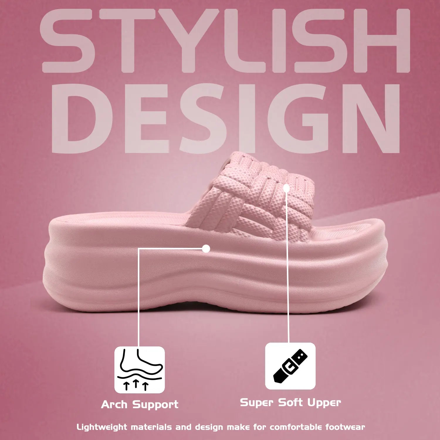 TOMSY CHOICE EVA Women Slider | Lightweight Cushioned Slip-On Slides | Anti-Skid Outsole | Water-Friendly