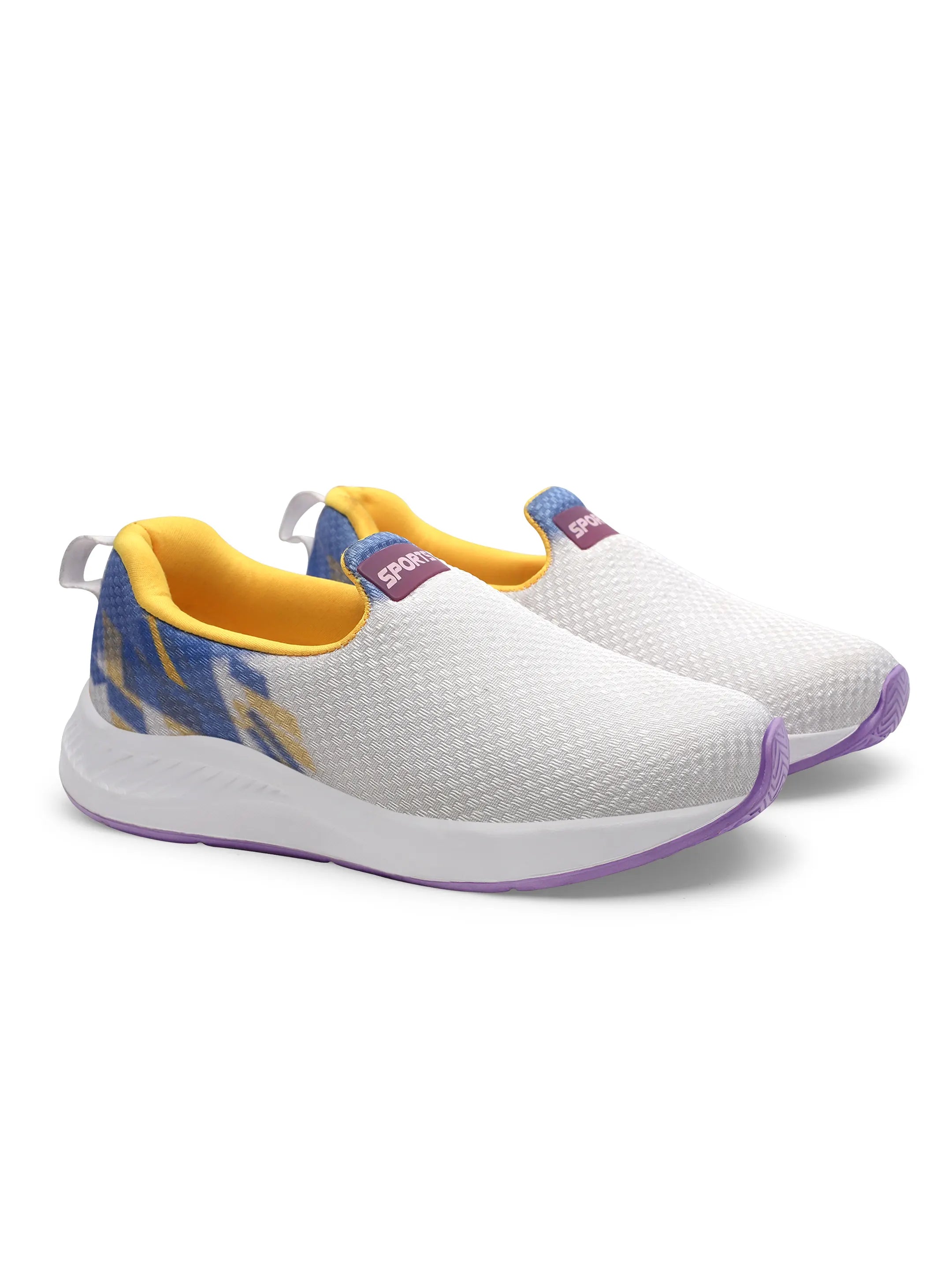TOMSY CHOICE Women White EVA Running Shoes | Lightweight Comfortable Sports Shoes for Women | Breathable Casual Walking & Gym Shoes | Anti-Slip Everyday Sneakers