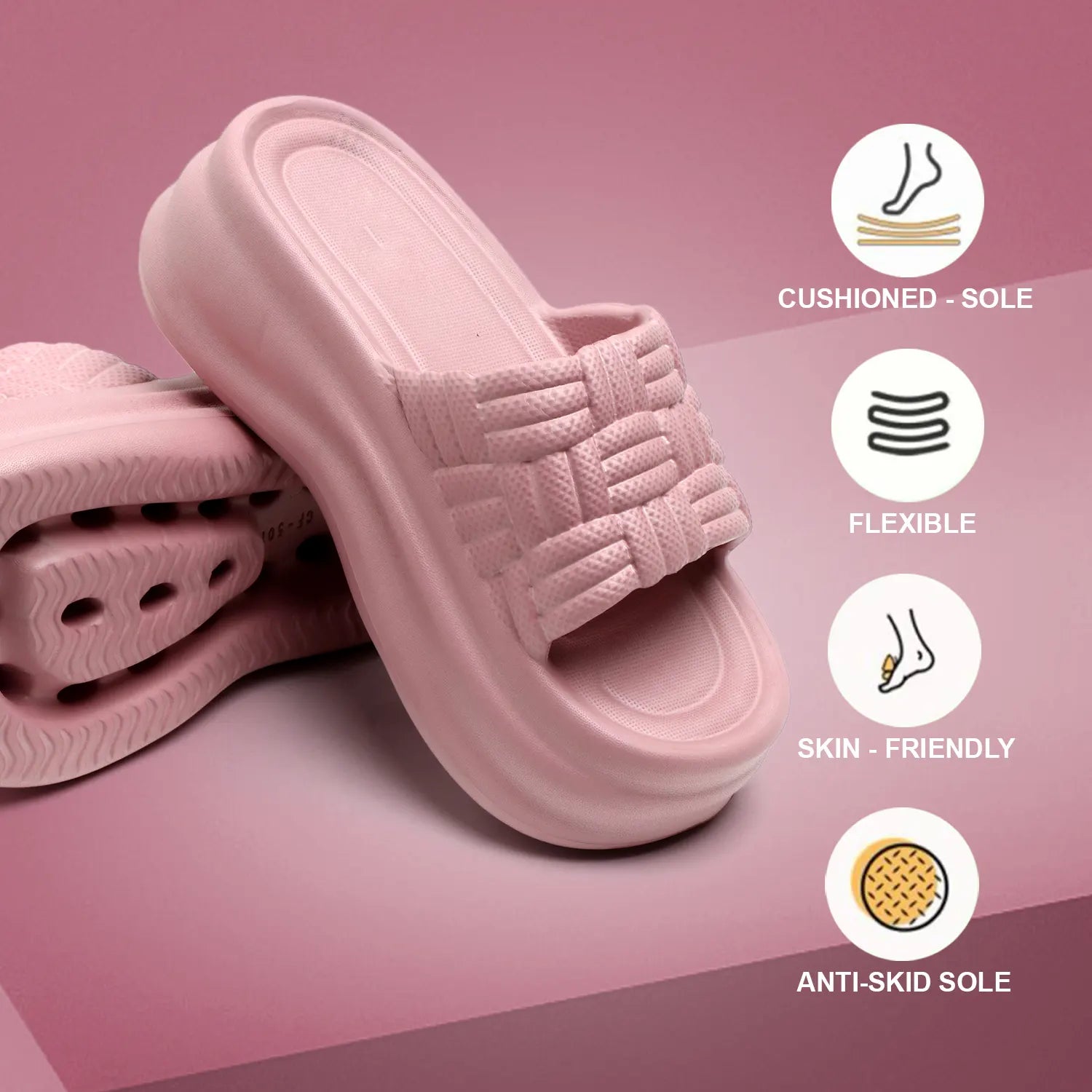 TOMSY CHOICE EVA Women Slider | Lightweight Cushioned Slip-On Slides | Anti-Skid Outsole | Water-Friendly