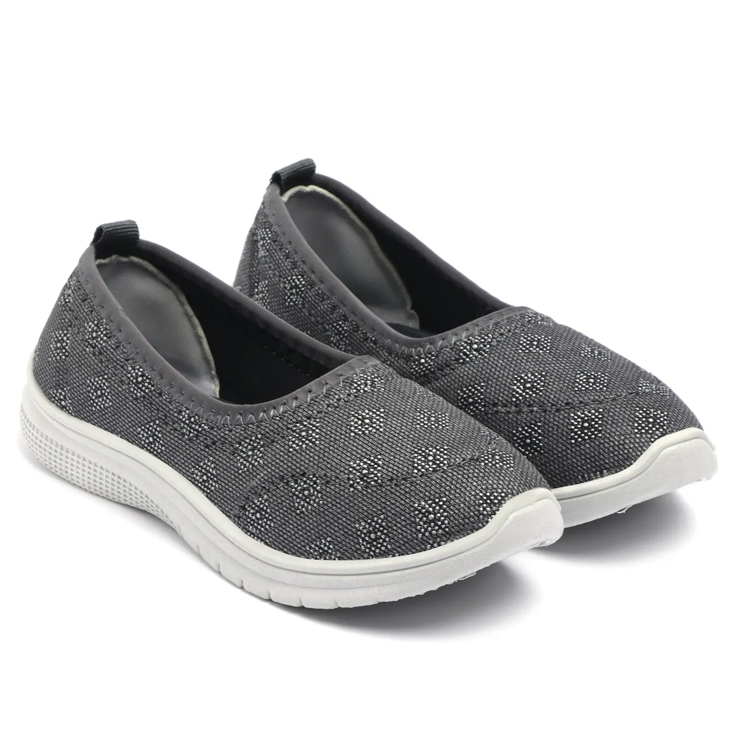 Tomsy Choice Grey Mesh Slip-On Ballerina for Women – Lightweight, Breathable & Comfortable