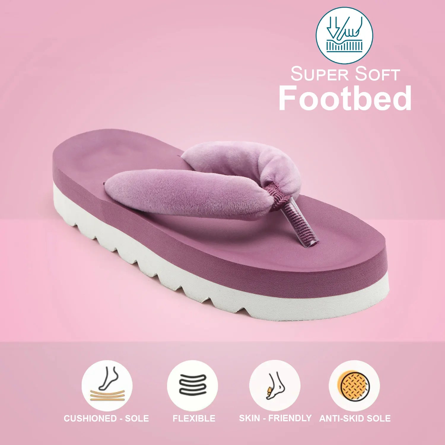 TOMSY CHOICE FUR Slip-On Flip Flop for Women – Cozy & Comfortable Indoor/Outdoor Footwear