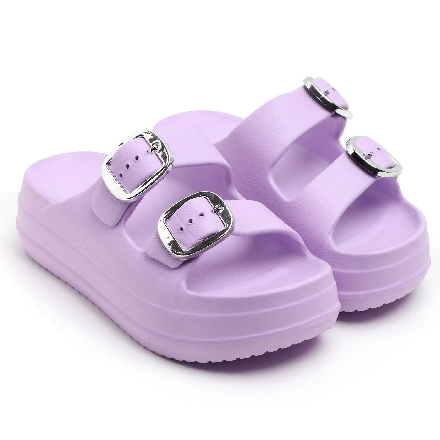 TOMSY CHOICE EVA Women Buckle Sliders | Adjustable Double Buckle | Lightweight Cushioned Slip-On | Anti-Skid, Water-Friendly, Quick-Dry