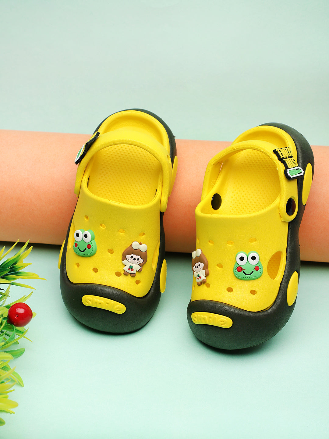 Tomsy Choice Kids Yellow EVA Clogs | Lightweight Comfortable Slip-On Sandals for Boys & Girls