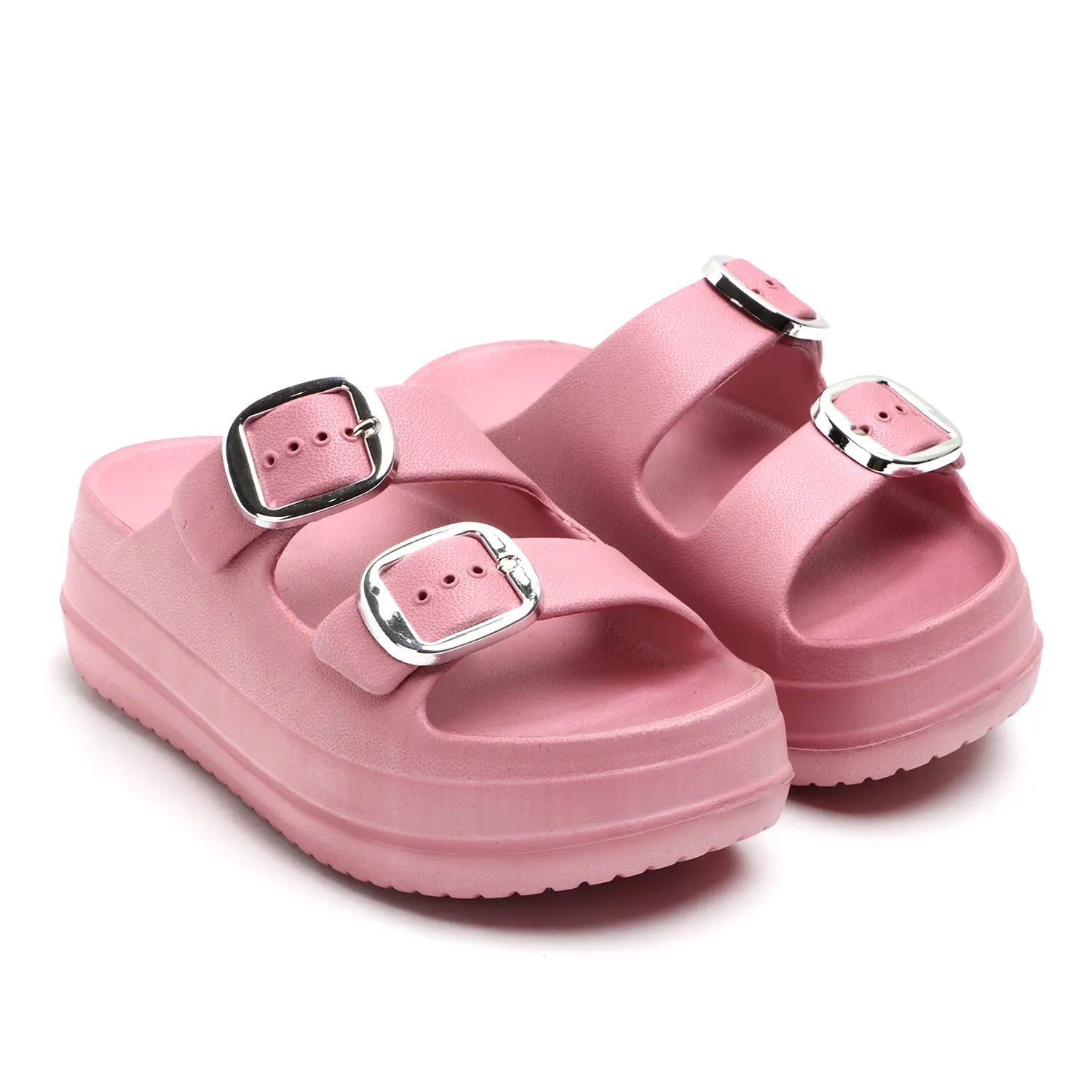 TOMSY CHOICE EVA Women Buckle Sliders | Adjustable Double Buckle | Lightweight Cushioned Slip-On | Anti-Skid, Water-Friendly, Quick-Dry