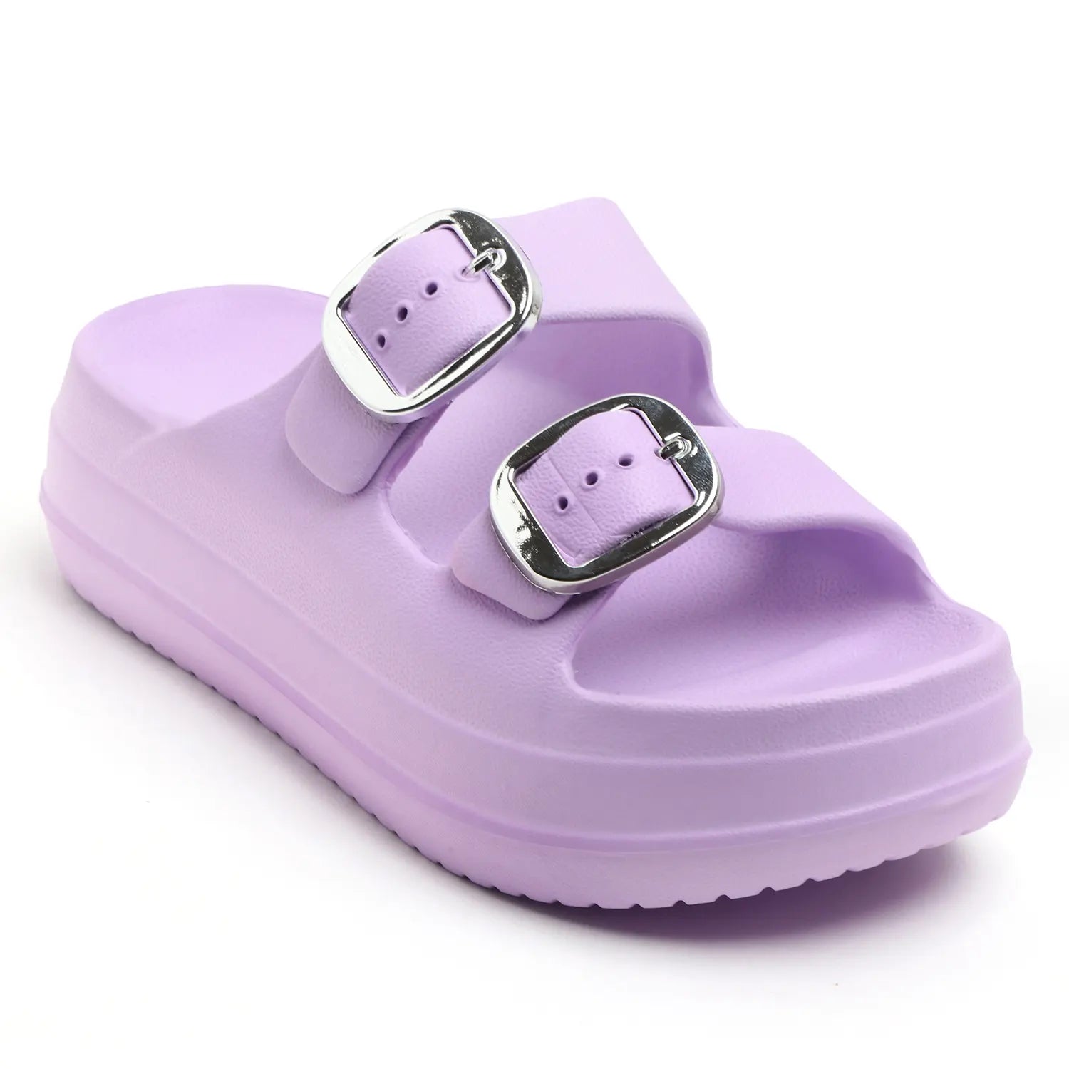 TOMSY CHOICE EVA Women Buckle Sliders | Adjustable Double Buckle | Lightweight Cushioned Slip-On | Anti-Skid, Water-Friendly, Quick-Dry