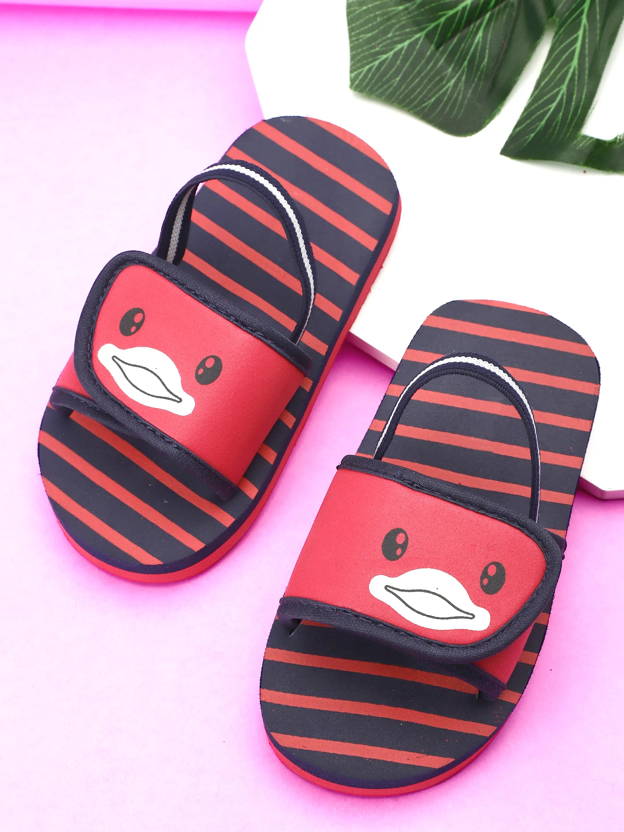 TOMSY CHOICE Kids Red EVA Sandals for Boys & Girls | Lightweight Comfortable Slip-On Summer Sandals | Anti-Slip Waterproof Casual Footwear for Kids