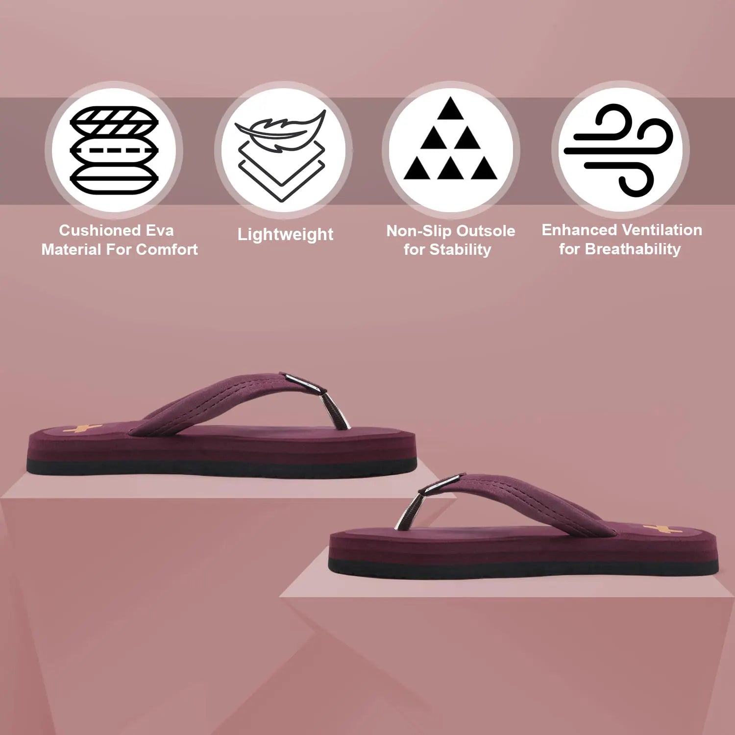 Tomsy Choice Cherry Synthetic Slip-On Ortho Flip Flop for Women – Lightweight & Comfortable Summer Footwear