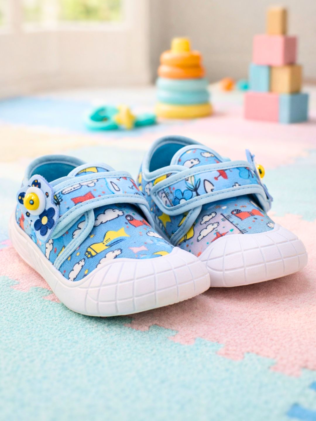 Tomsy Choice Kids Light Blue Casual Shoes | PVC Sole | Mesh Upper