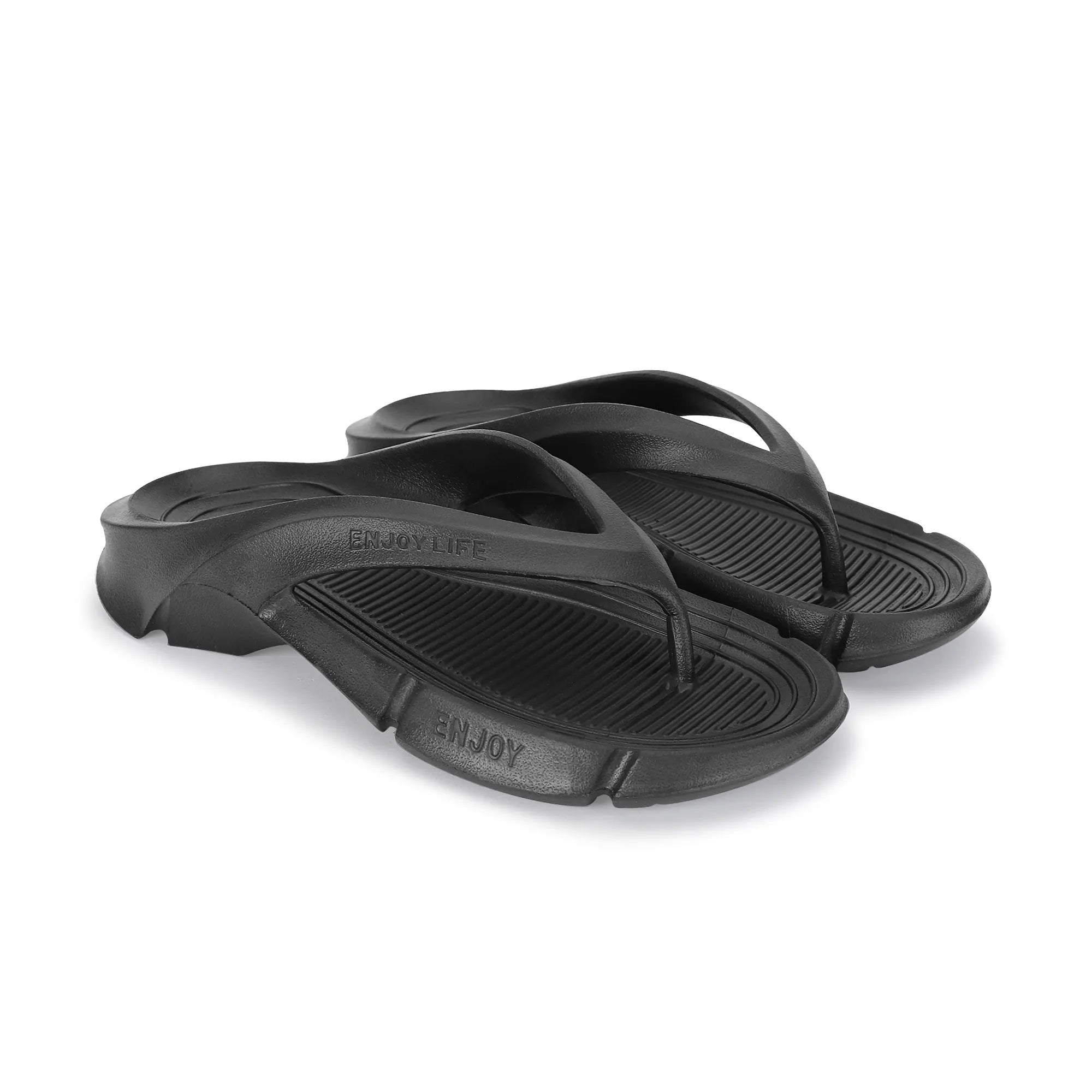 Tomsy Choice Stylish Black Thong Flip Flops for Daily Wear