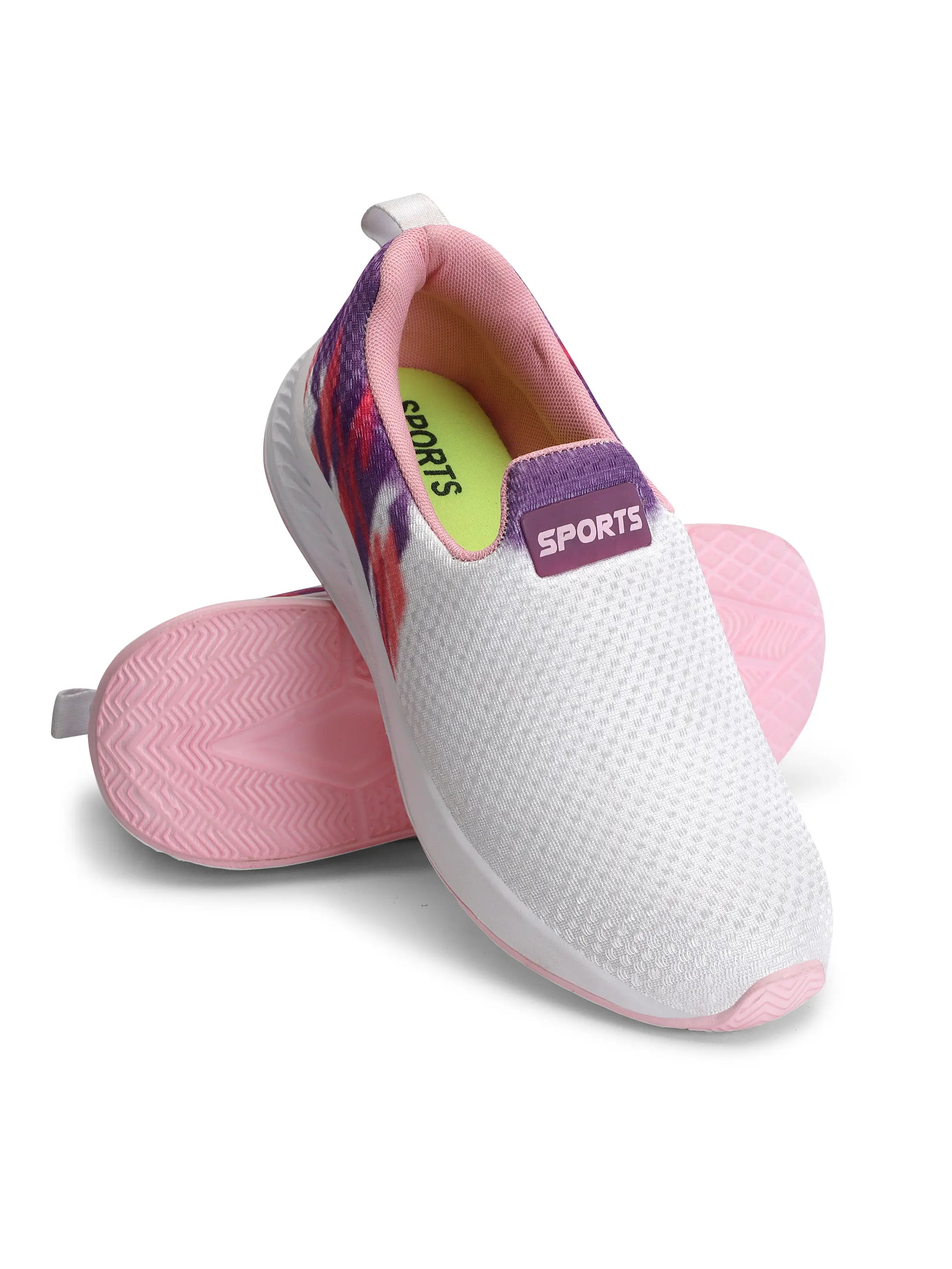 TOMSY CHOICE Women White EVA Running Shoes | Lightweight Comfortable Sports Shoes for Women | Breathable Casual Walking & Gym Shoes | Anti-Slip Everyday Sneakers