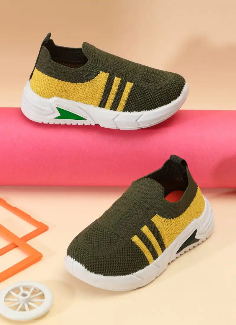 TOMSY CHOICE Yellow PVC Sole Knitted Upper Shoes for Boys and Girls | Lightweight, Durable & Comfortable Kids Footwear