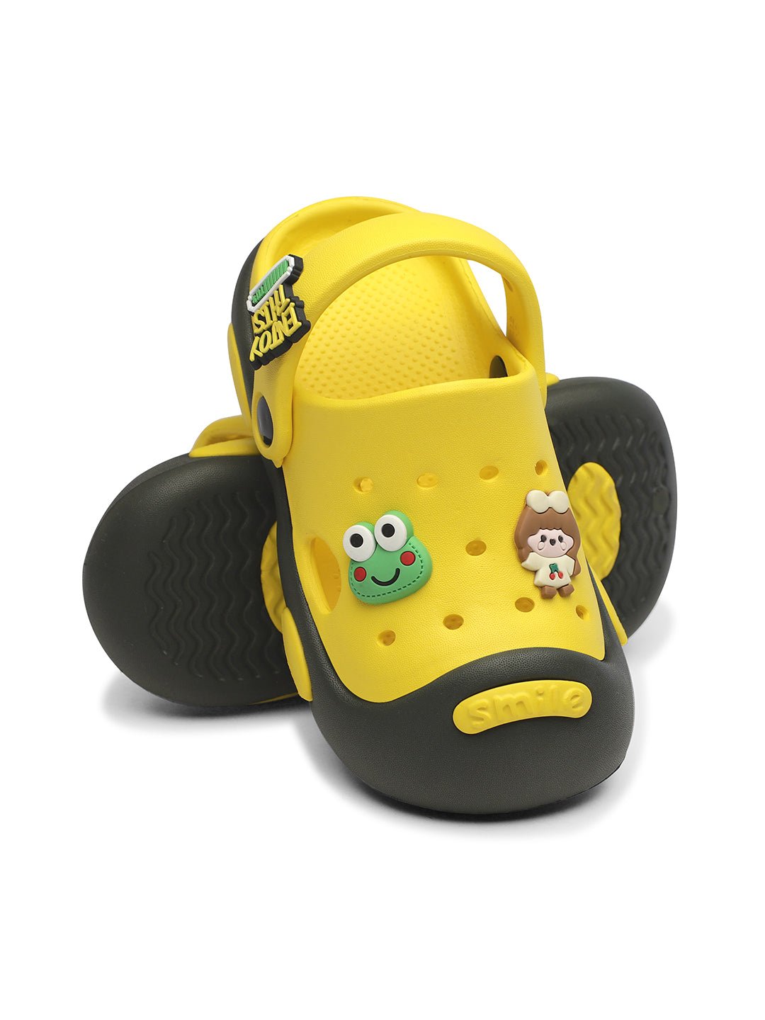 Tomsy Choice Kids Yellow EVA Clogs | Lightweight Comfortable Slip-On Sandals for Boys & Girls