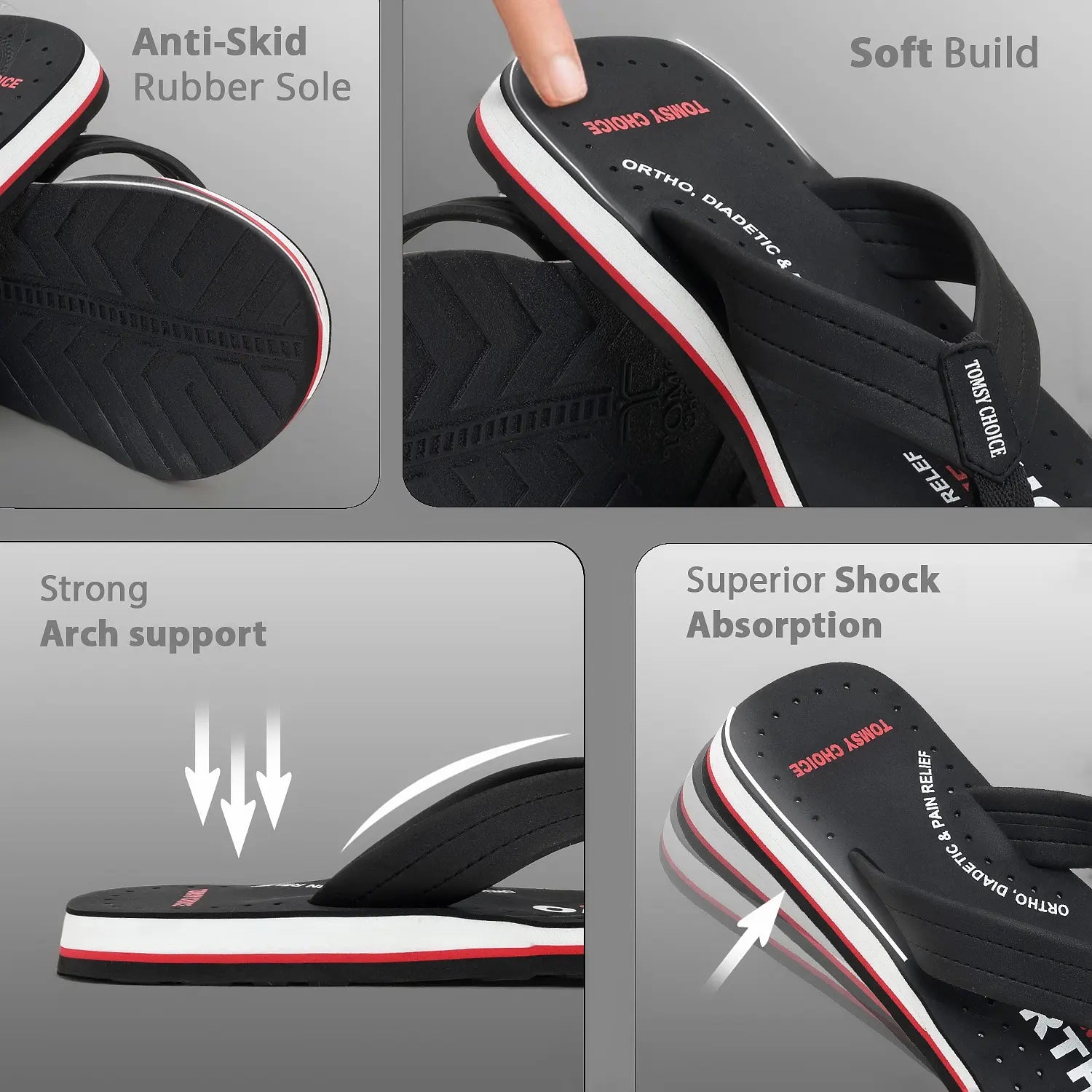 TOMSY CHOICE EVA Ortho Flip Flops for Mens | Orthopedic Comfort Slippers | Lightweight Cushioned Footbed | Anti-Slip Sole | & Walking Use