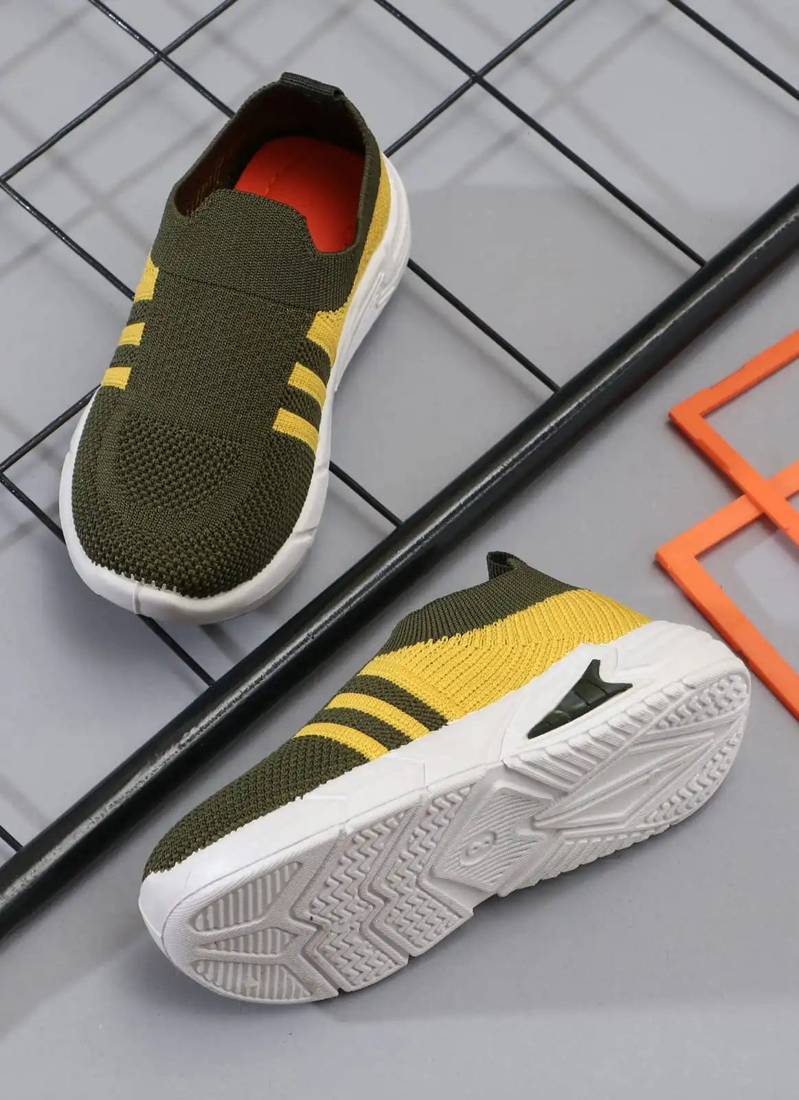 TOMSY CHOICE Yellow PVC Sole Knitted Upper Shoes for Boys and Girls | Lightweight, Durable & Comfortable Kids Footwear