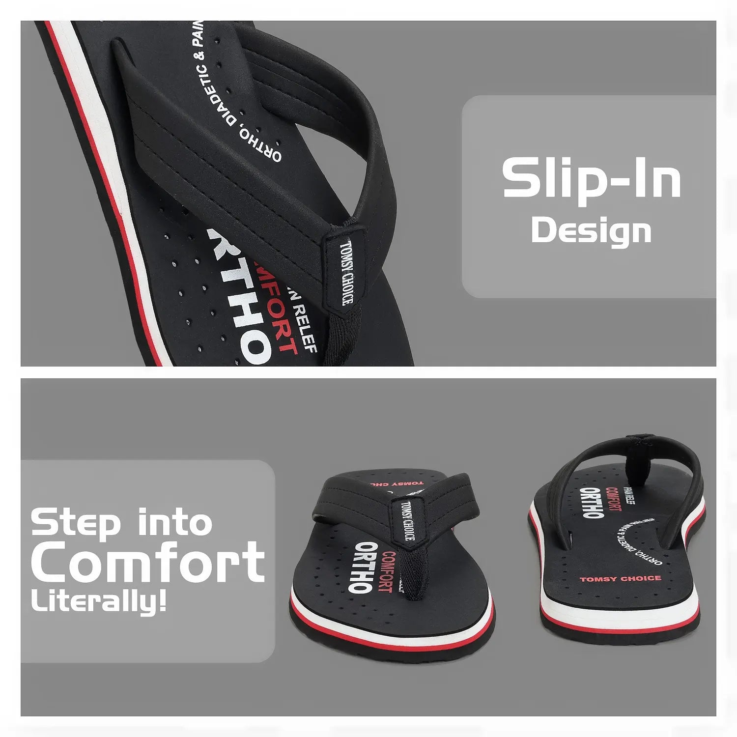 TOMSY CHOICE EVA Ortho Flip Flops for Mens | Orthopedic Comfort Slippers | Lightweight Cushioned Footbed | Anti-Slip Sole | & Walking Use