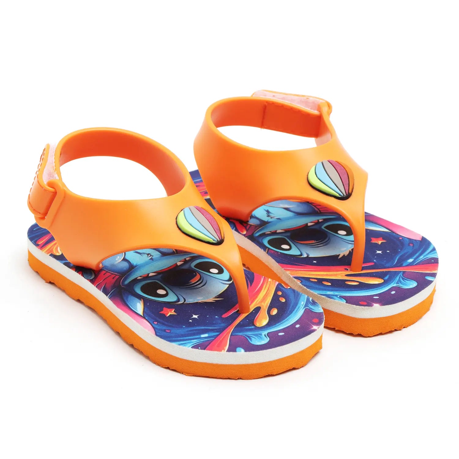 TOMSY CHOICE Boys & Girls Velcro T-Bar Sandals (Orange)