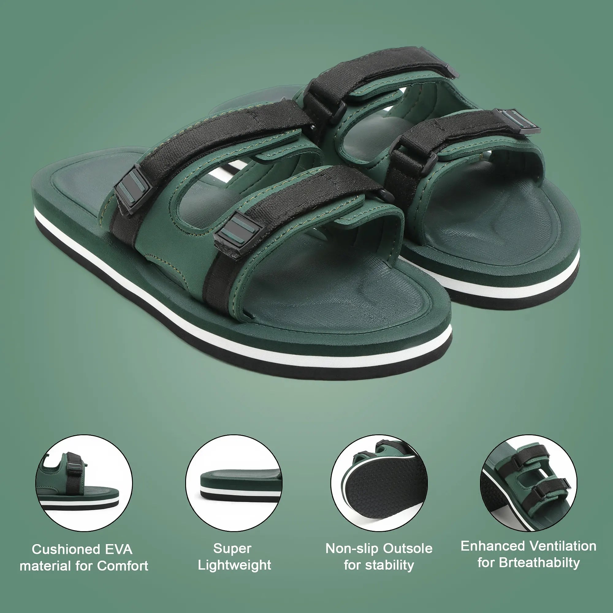TOMSY CHOICE Green EVA Sliderss for Men | Soft & Lightweight EVA Sole | Comfortable Slippers for Indoor & Outdoor Use