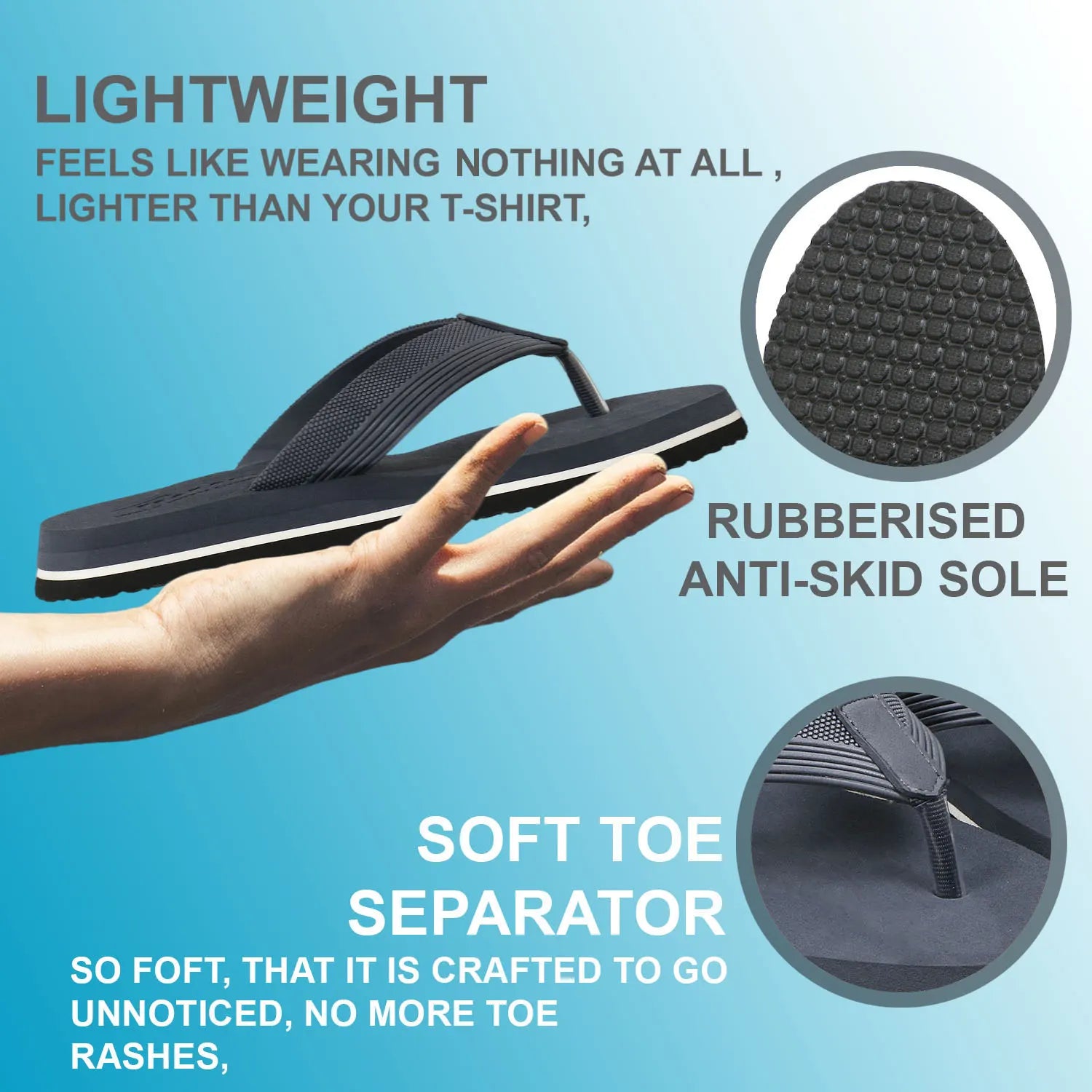 Tomsy Choice Grey Thong Flip Flops for Men
