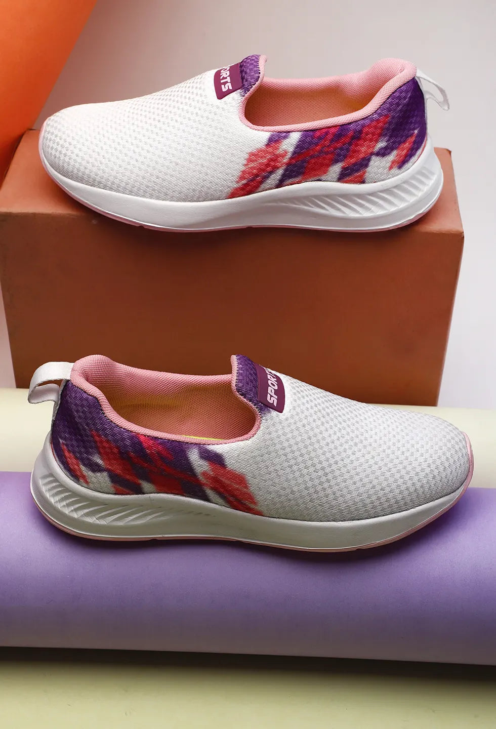 TOMSY CHOICE Women White EVA Running Shoes | Lightweight Comfortable Sports Shoes for Women | Breathable Casual Walking & Gym Shoes | Anti-Slip Everyday Sneakers