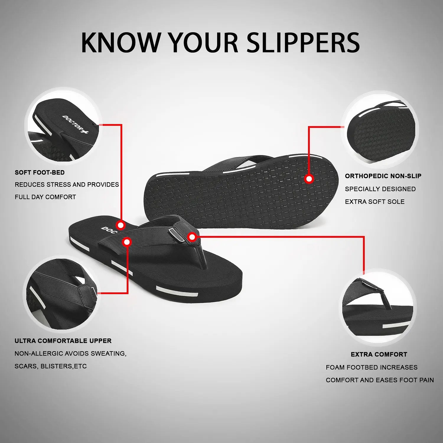 Tomsy Choice Grey Comfort Thong Flip Flops for Men