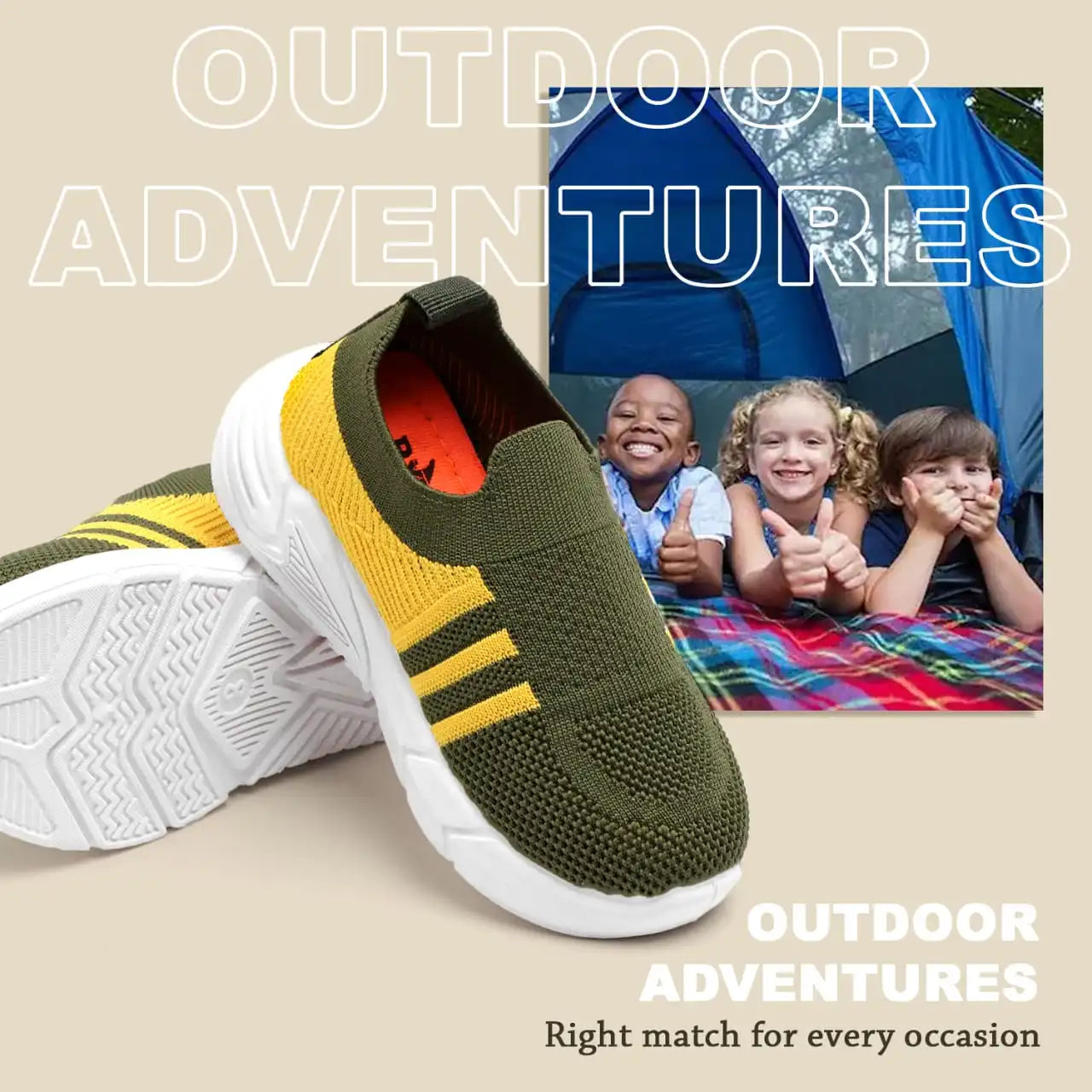 TOMSY CHOICE Yellow PVC Sole Knitted Upper Shoes for Boys and Girls | Lightweight, Durable & Comfortable Kids Footwear