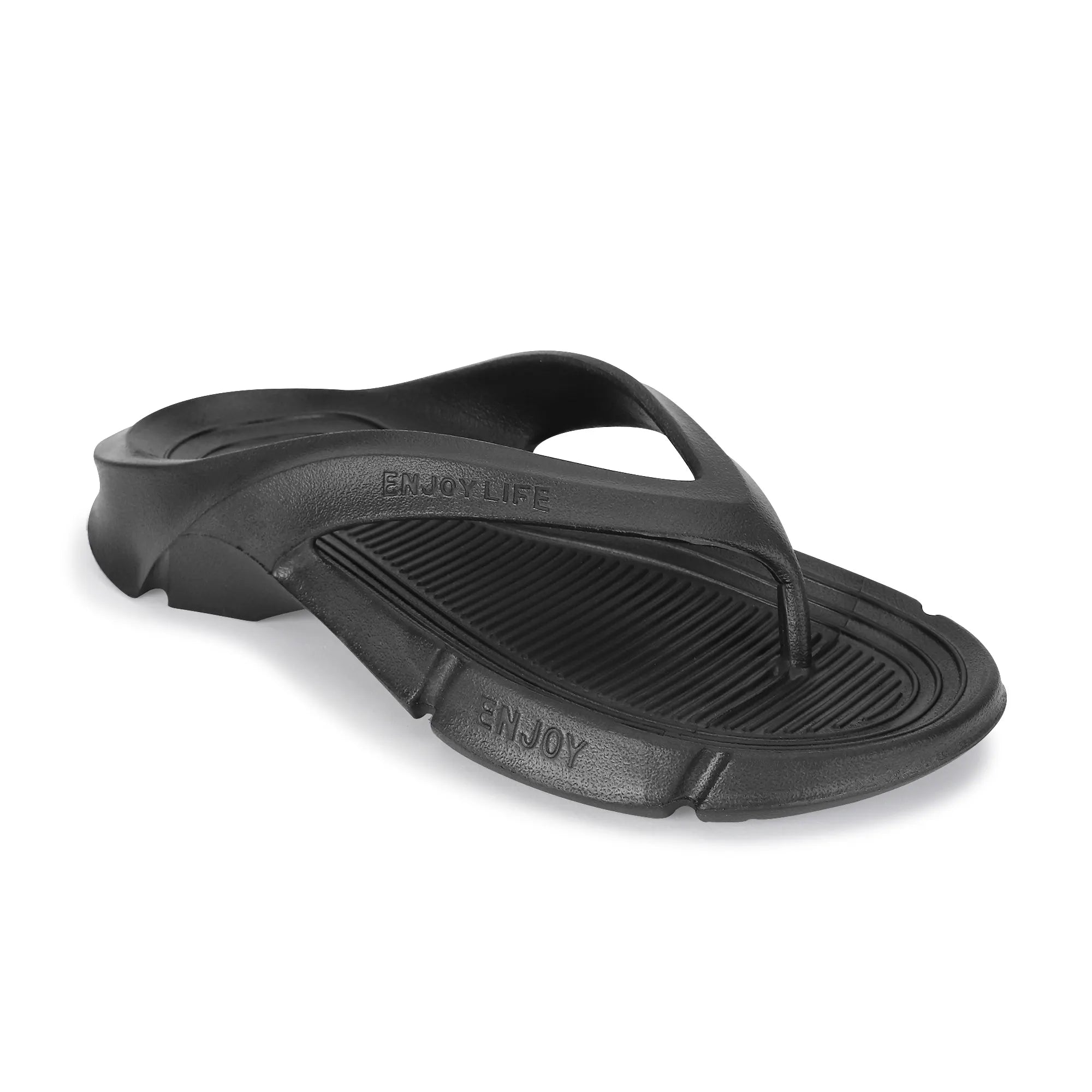 Tomsy Choice Stylish Black Thong Flip Flops for Daily Wear