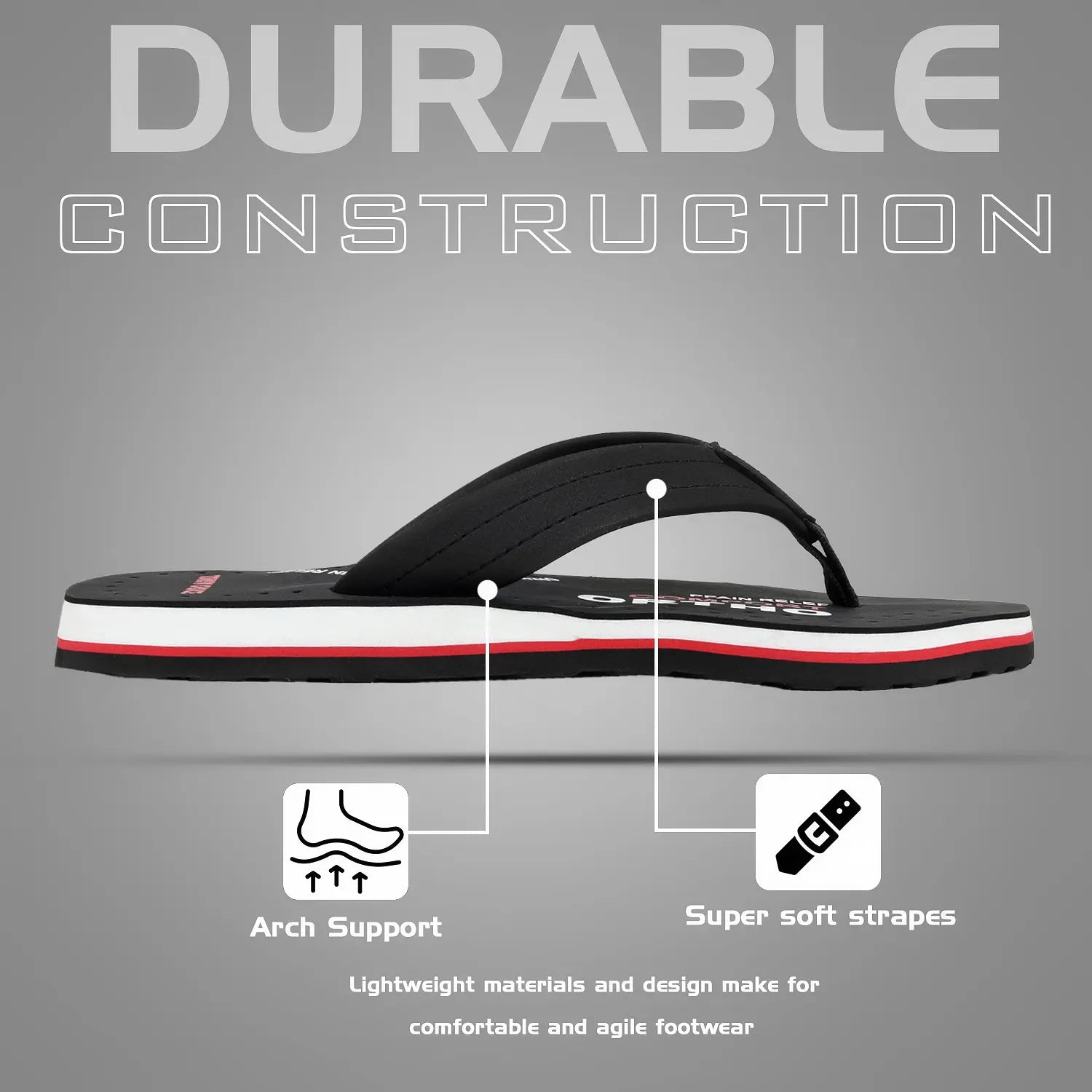 TOMSY CHOICE EVA Ortho Flip Flops for Mens | Orthopedic Comfort Slippers | Lightweight Cushioned Footbed | Anti-Slip Sole | & Walking Use