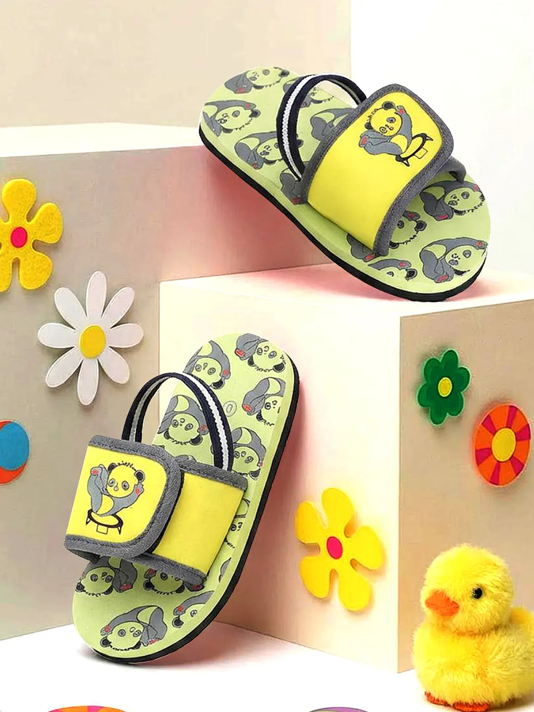 TOMSY CHOICE Kids Yellow EVA Sandals for Boys & Girls | Lightweight Comfortable Slip-On Summer Sandals | Anti-Slip Waterproof Casual Footwear for Kids