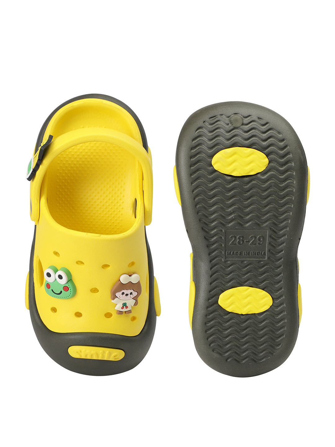 Tomsy Choice Kids Yellow EVA Clogs | Lightweight Comfortable Slip-On Sandals for Boys & Girls