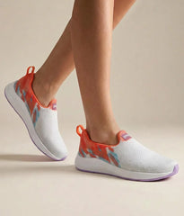 Tomsy Choice Orange & White Women Slip-On Sports Shoes | Lightweight Casual Walking