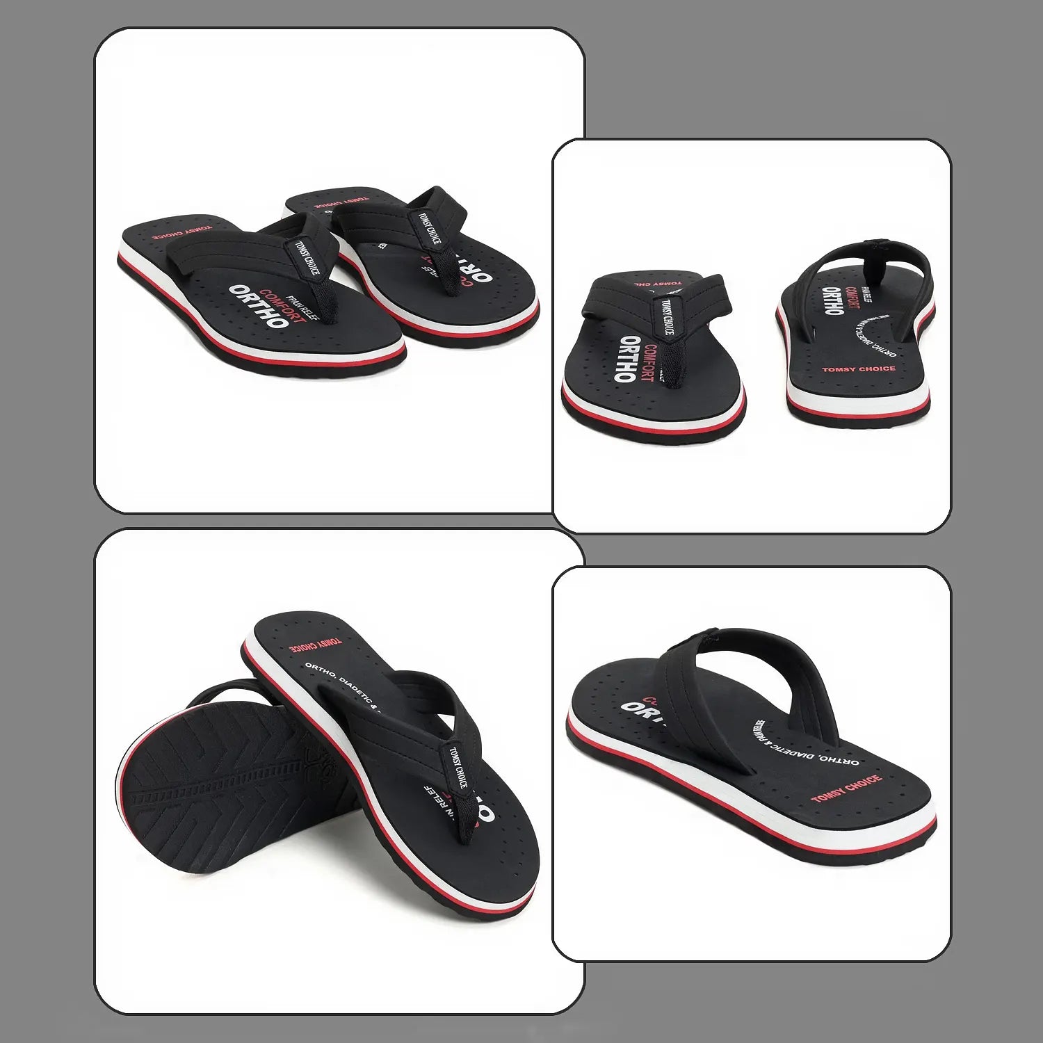 TOMSY CHOICE EVA Ortho Flip Flops for Mens | Orthopedic Comfort Slippers | Lightweight Cushioned Footbed | Anti-Slip Sole | & Walking Use