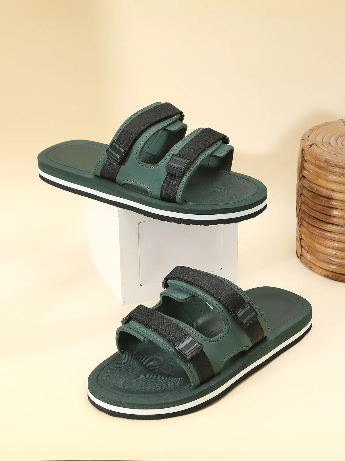 TOMSY CHOICE Green EVA Sliderss for Men | Soft & Lightweight EVA Sole | Comfortable Slippers for Indoor & Outdoor Use