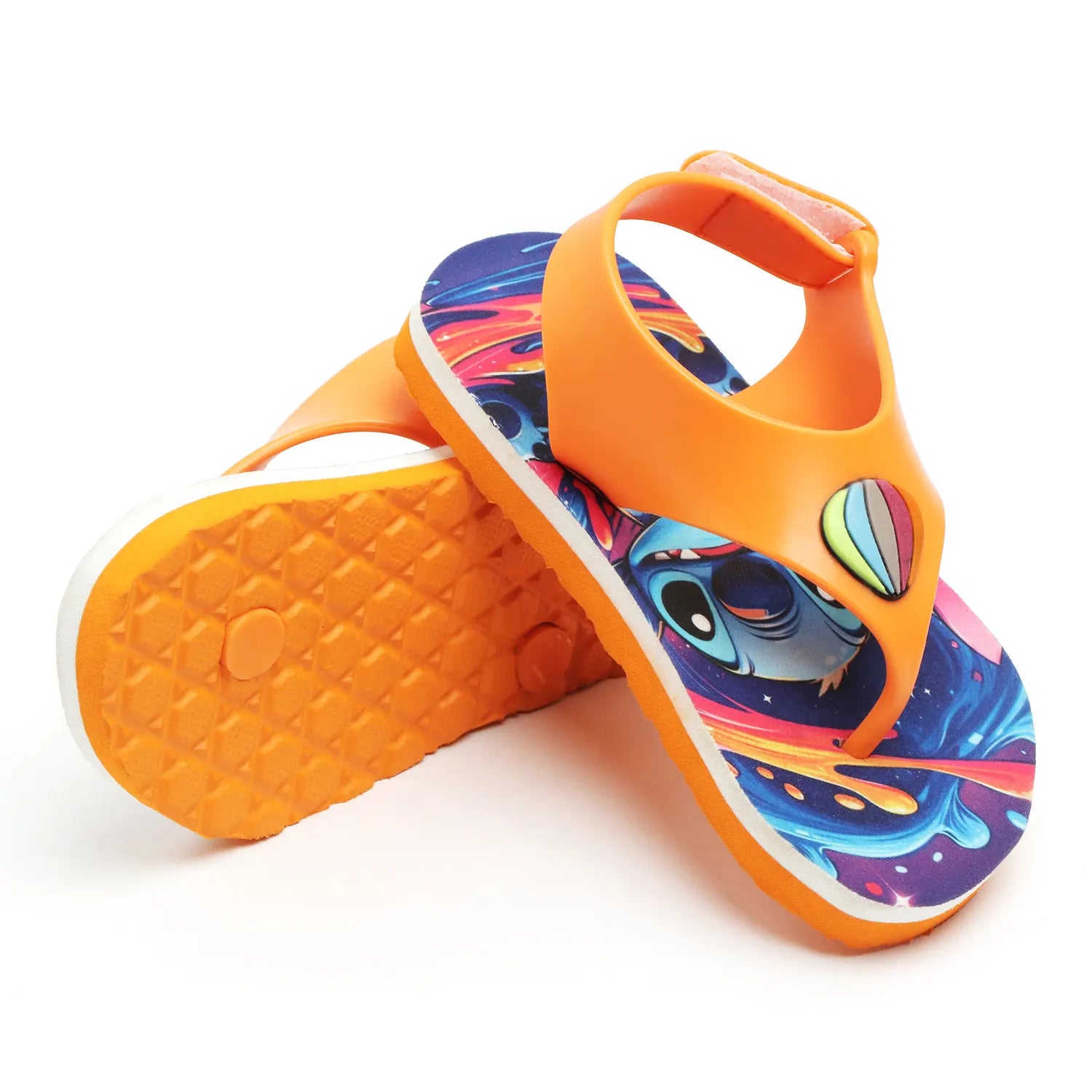 TOMSY CHOICE Boys & Girls Velcro T-Bar Sandals (Orange)