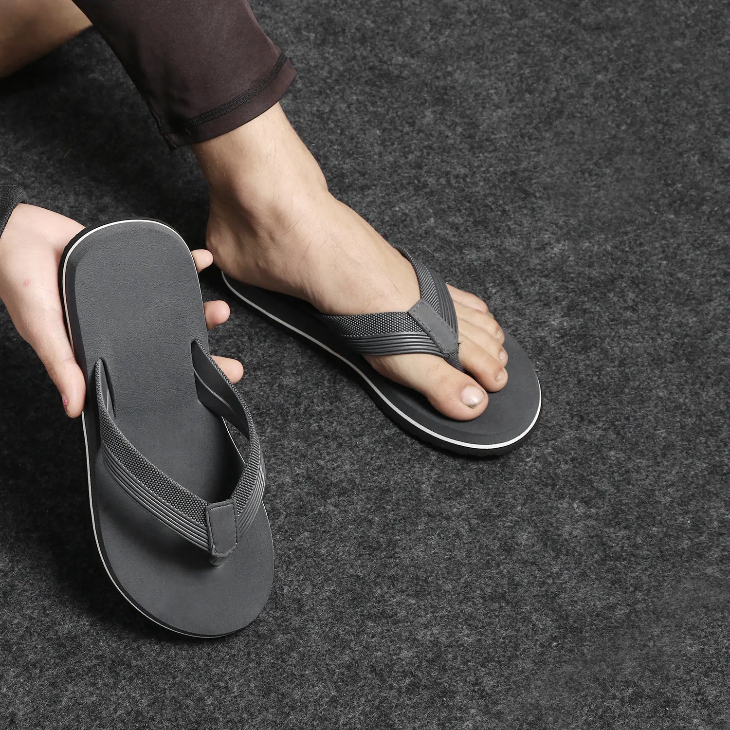 Tomsy Choice Grey Thong Flip Flops for Men