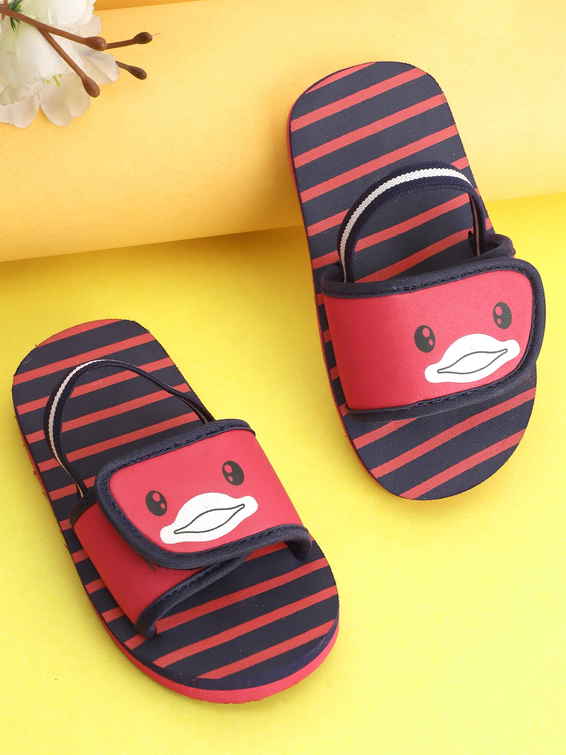 TOMSY CHOICE Kids Red EVA Sandals for Boys & Girls | Lightweight Comfortable Slip-On Summer Sandals | Anti-Slip Waterproof Casual Footwear for Kids