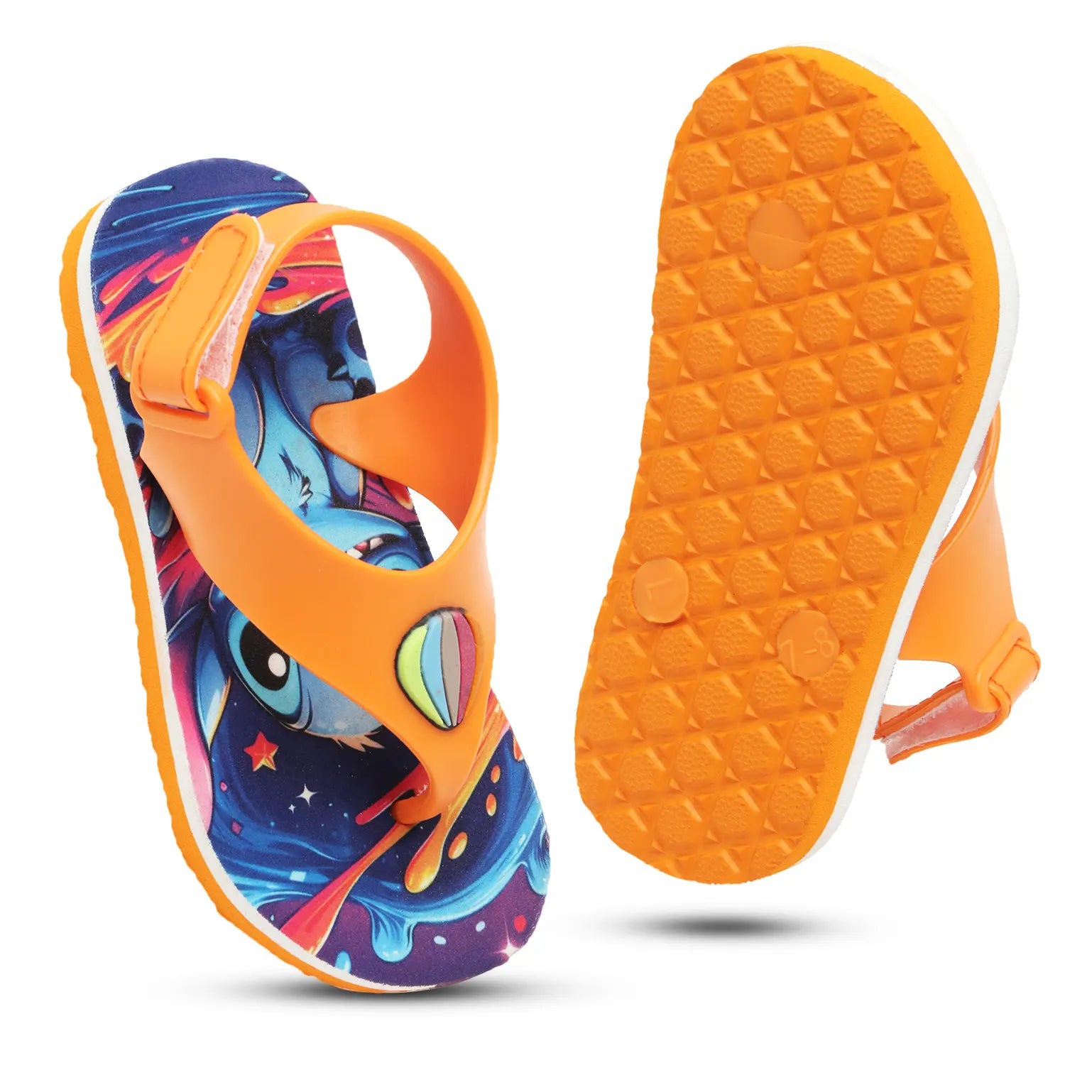 TOMSY CHOICE Boys & Girls Velcro T-Bar Sandals (Orange)