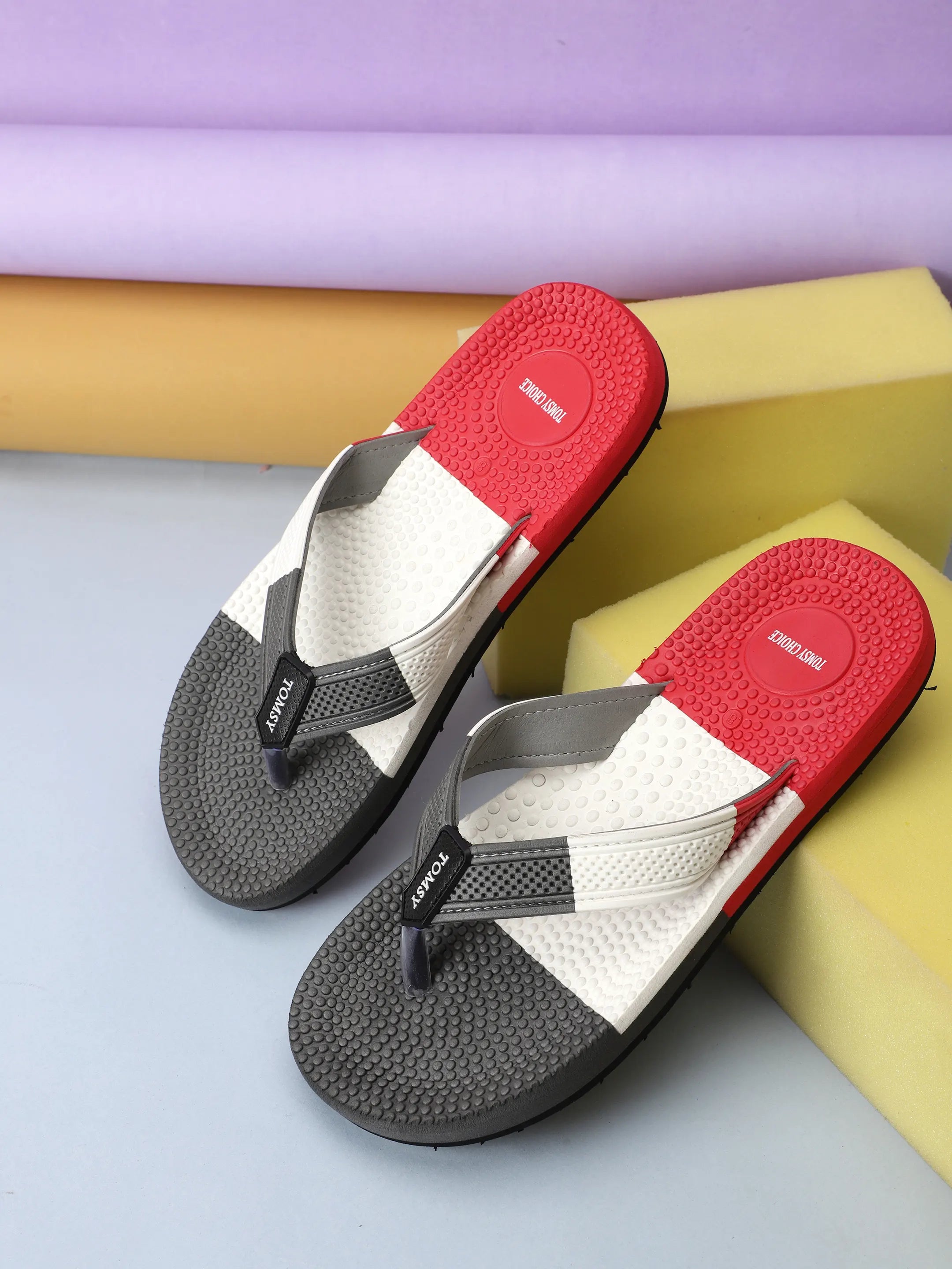TOMSY CHOICE Men Red EVA Sole Slippers Lightweight, Comfortable Daily Use Flip Flops