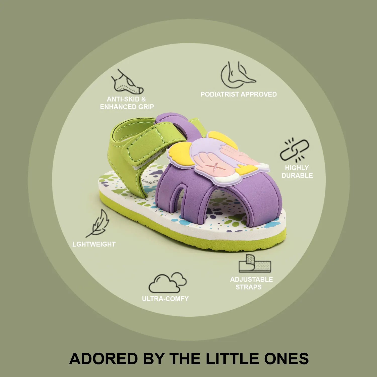 Tomsy Choice Green EVA Sole EVA Upper Kids Sandals for Boys and Girls | Lightweight, Comfortable, and Durable Summer Footwear