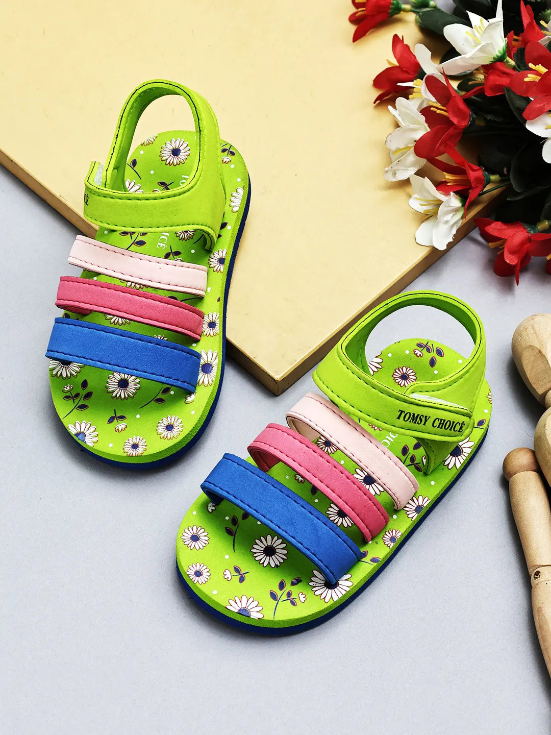 Tomsy Choice Green EVA Sole EVA Upper Kids Sandals for Boys and Girls