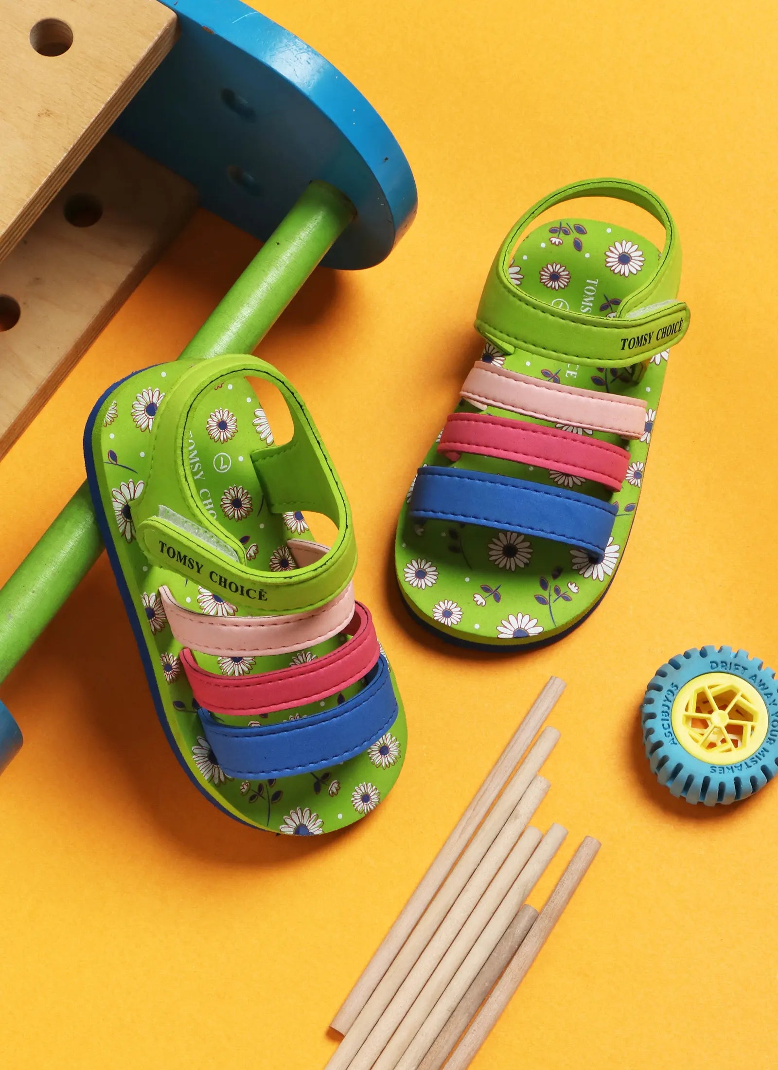 Tomsy Choice Green EVA Sole EVA Upper Kids Sandals for Boys and Girls