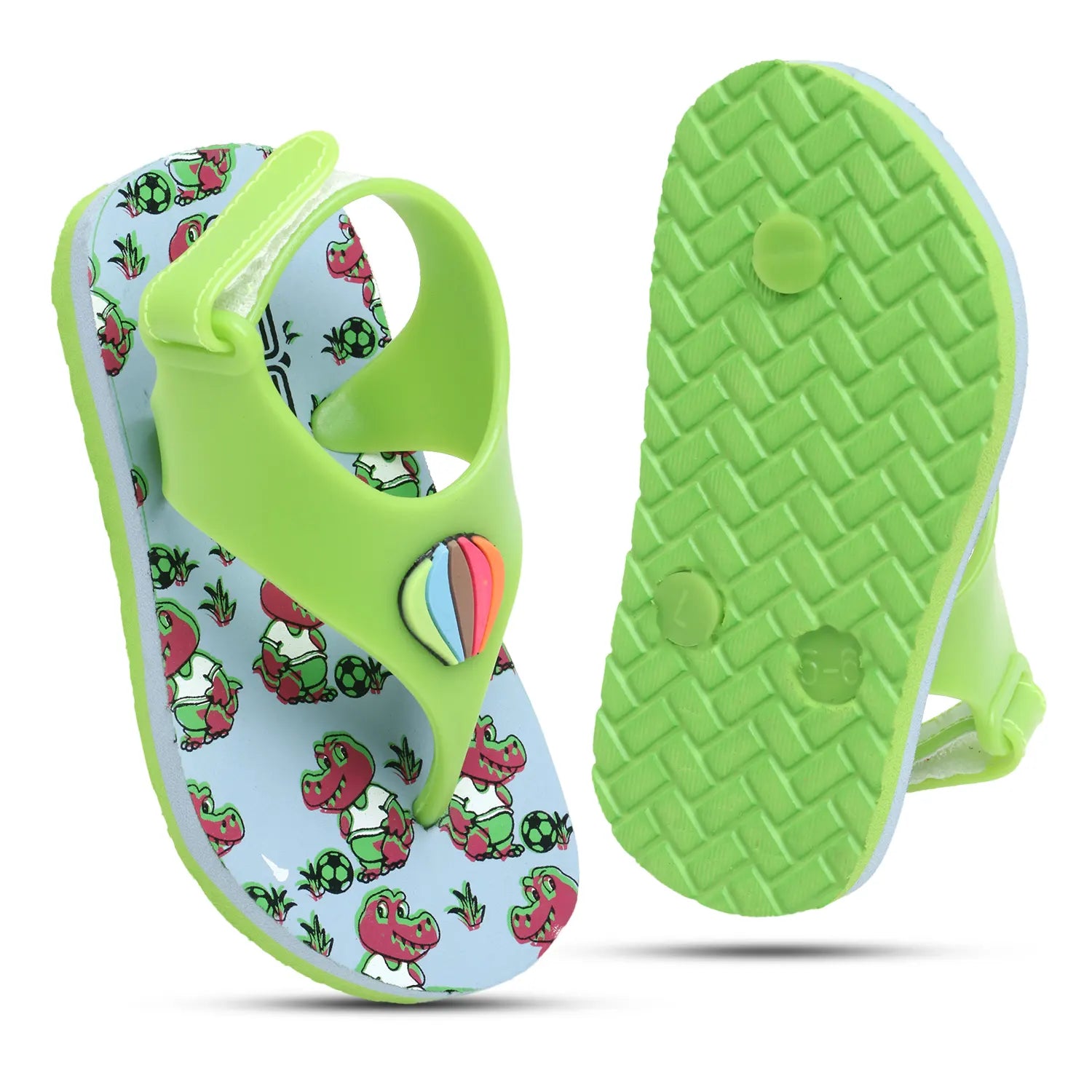 Tomsy Choice Green Kids Flip-Flops & Slippers | EVA Sole with PVC Rubber Strap | Lightweight, Comfortable & Durable Daily Wear Footwear for Boys and Girls