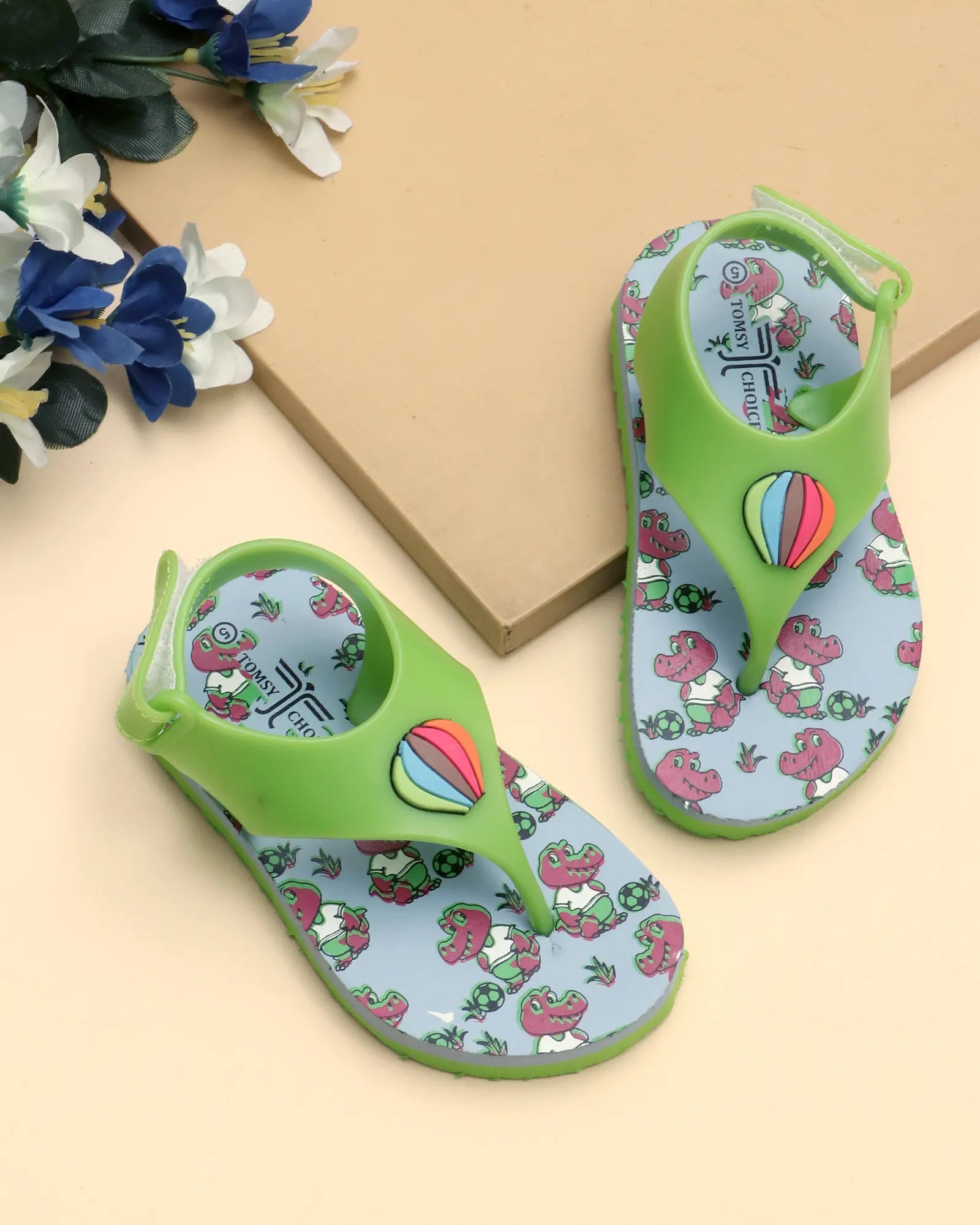Tomsy Choice Green Kids Flip-Flops & Slippers | EVA Sole with PVC Rubber Strap | Lightweight, Comfortable & Durable Daily Wear Footwear for Boys and Girls