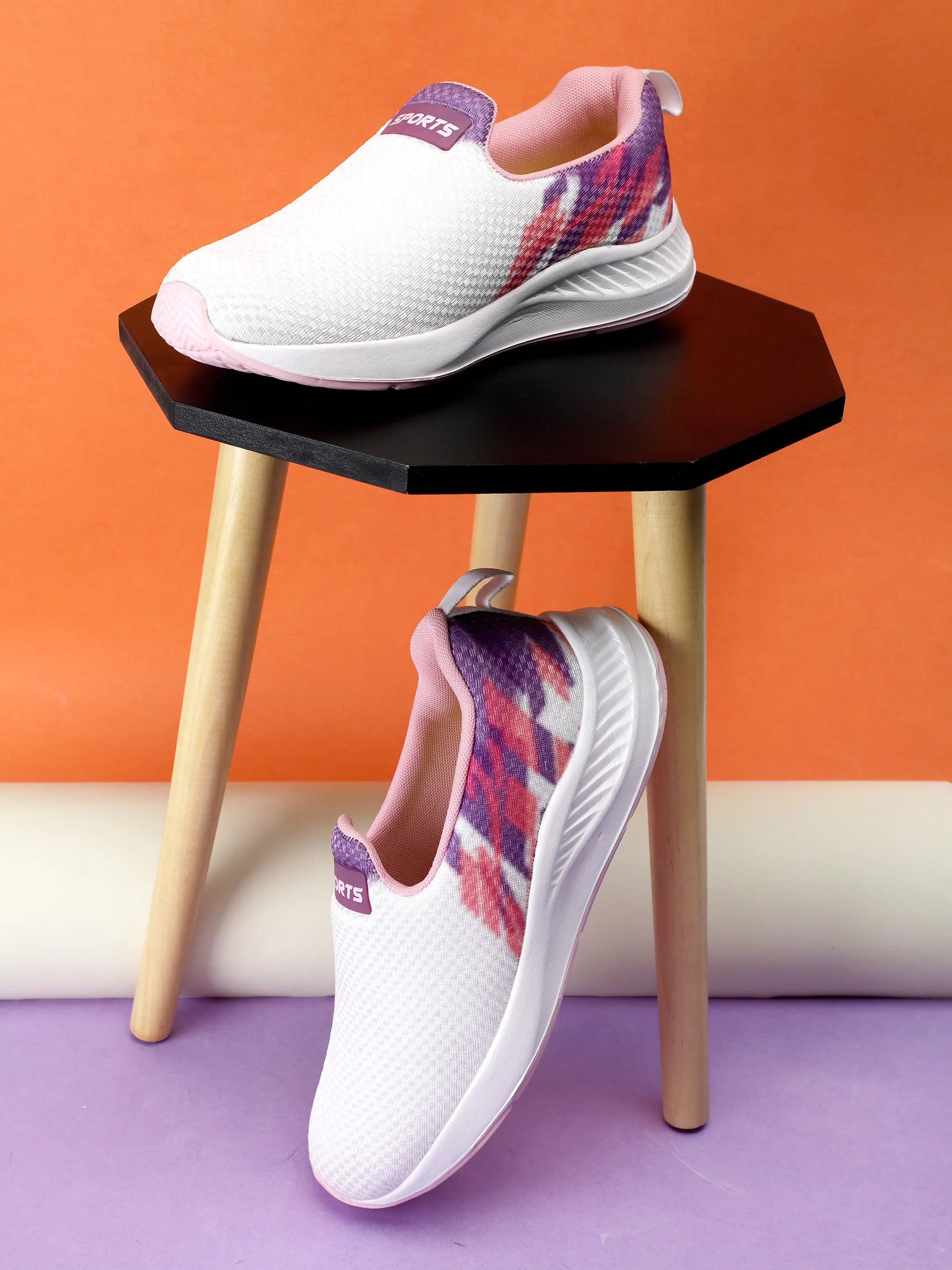 TOMSY CHOICE Women White EVA Running Shoes | Lightweight Comfortable Sports Shoes for Women | Breathable Casual Walking & Gym Shoes | Anti-Slip Everyday Sneakers